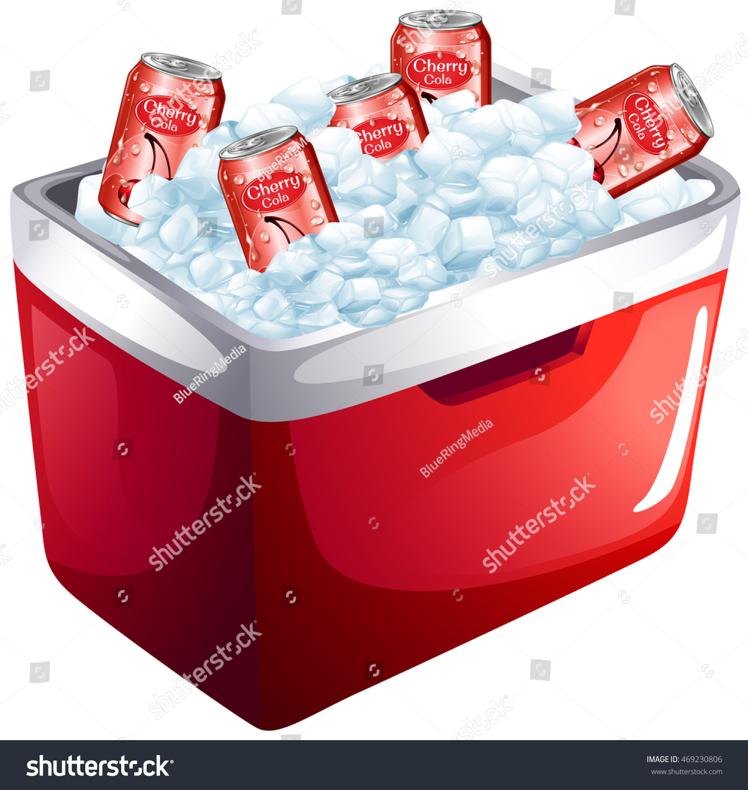 SVG of Cherry soda cans in ice box illustration svg