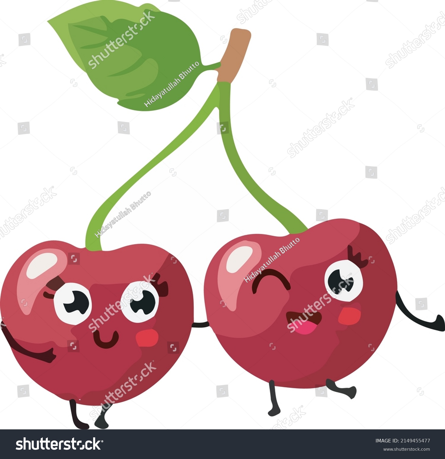 Cherry Vector Cartoon Fruit Design Illustrator Stock Vector (Royalty ...