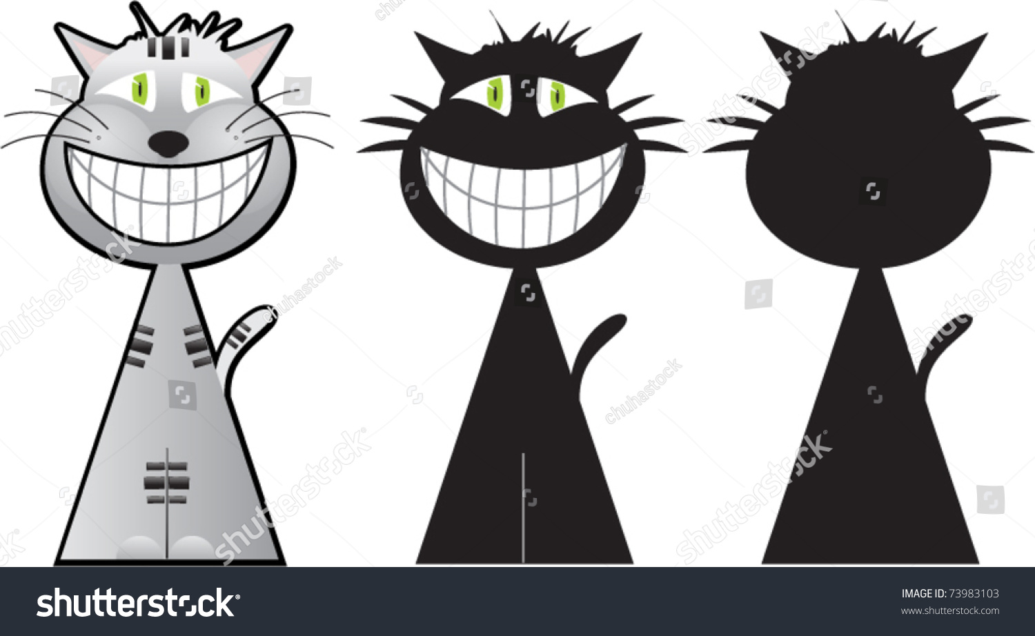 SVG of Cheshire cat illustration in cartoon style in three options svg