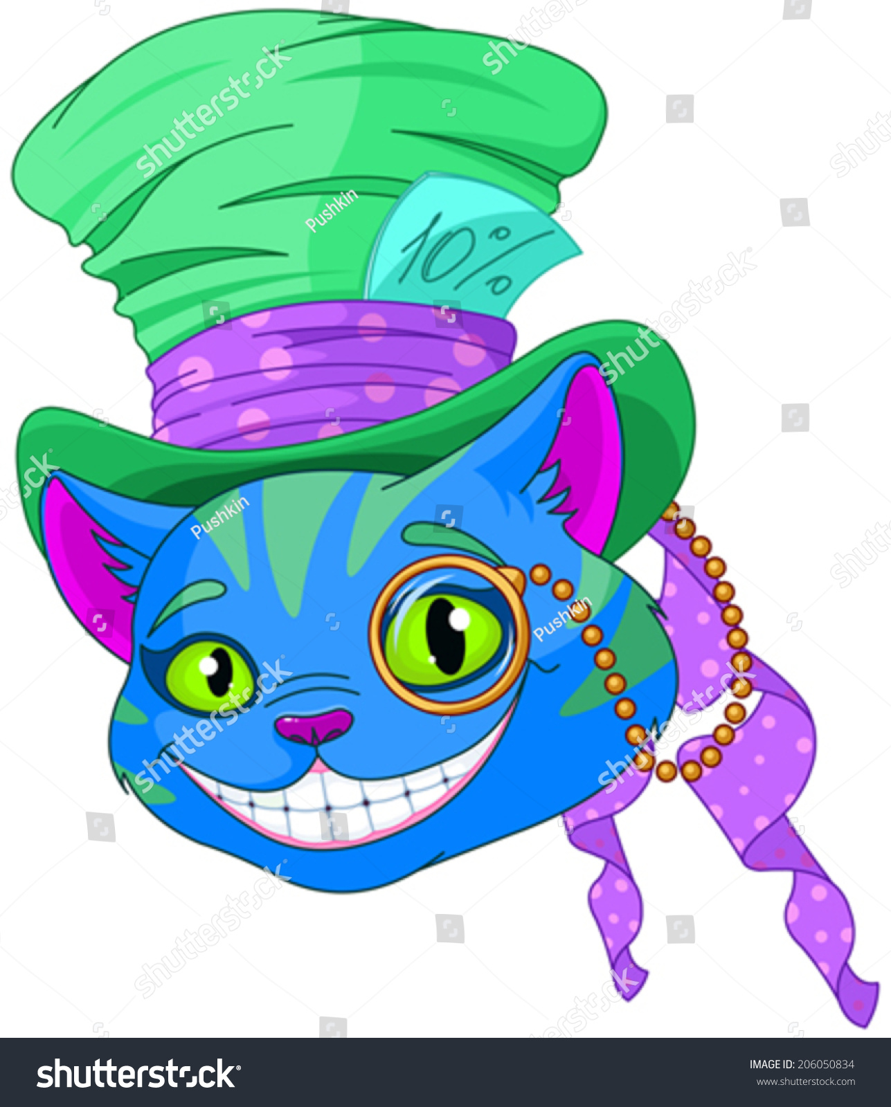 SVG of Cheshire cat in Top Hat and monocle svg