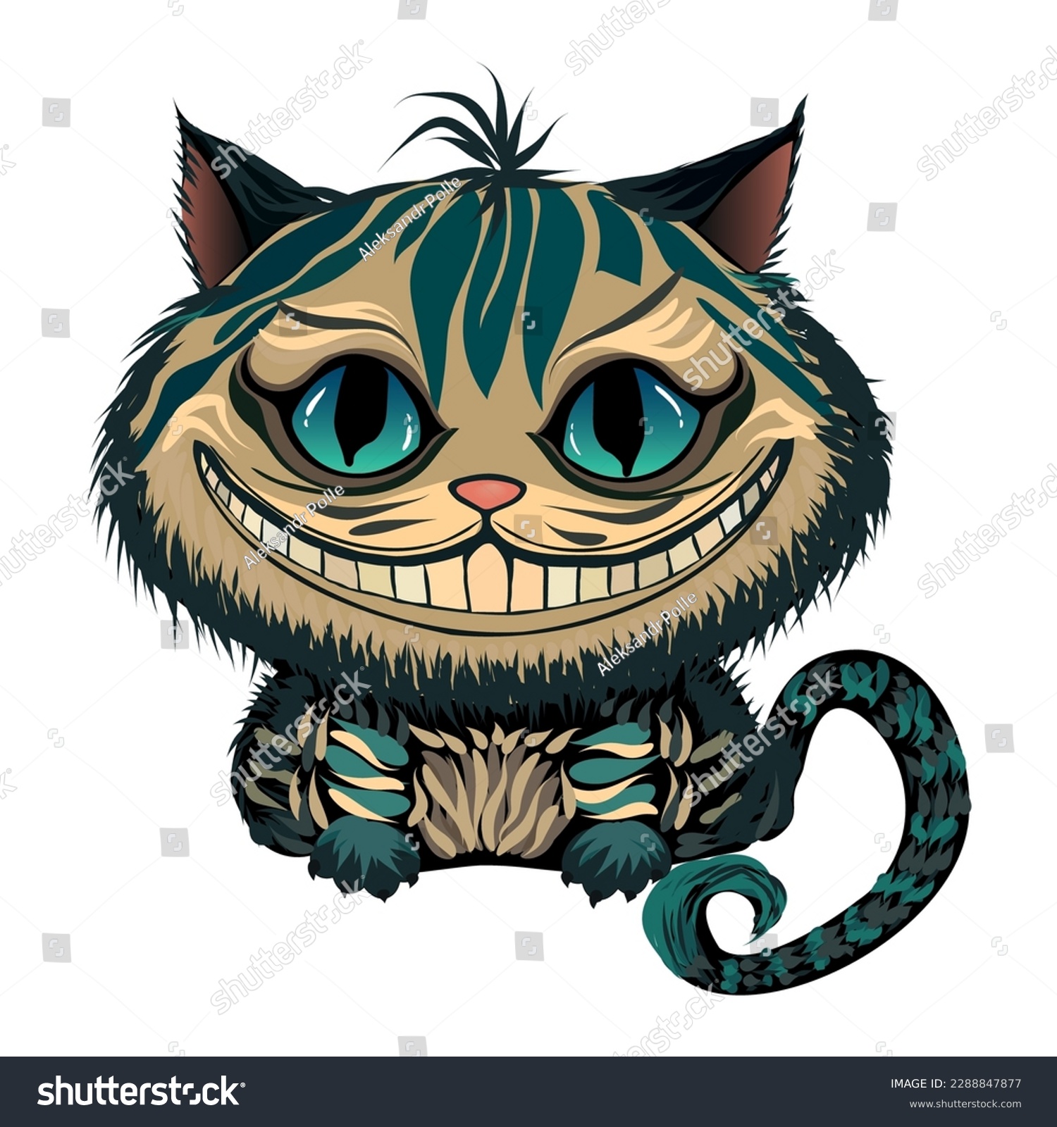 SVG of Cheshire cat with big eyes and a smile  cartoon illustration svg