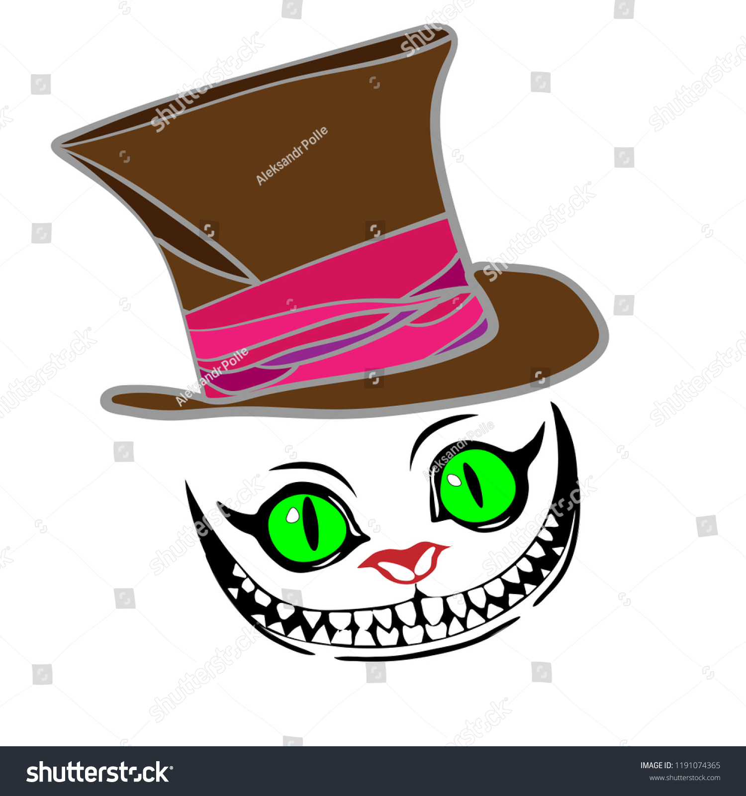 SVG of Cheshire cat with hat, color pattern svg