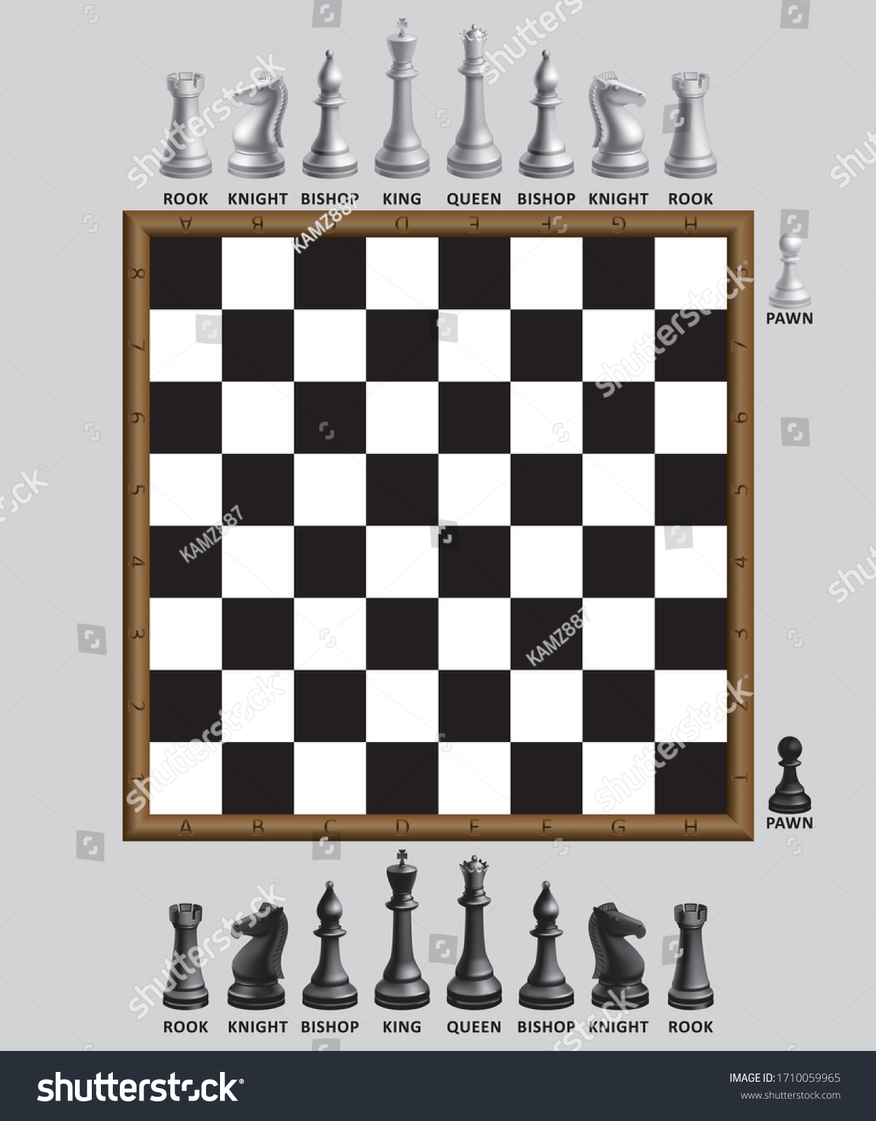 Chess Board Game Printable Template Board Stock Vector (Royalty Free