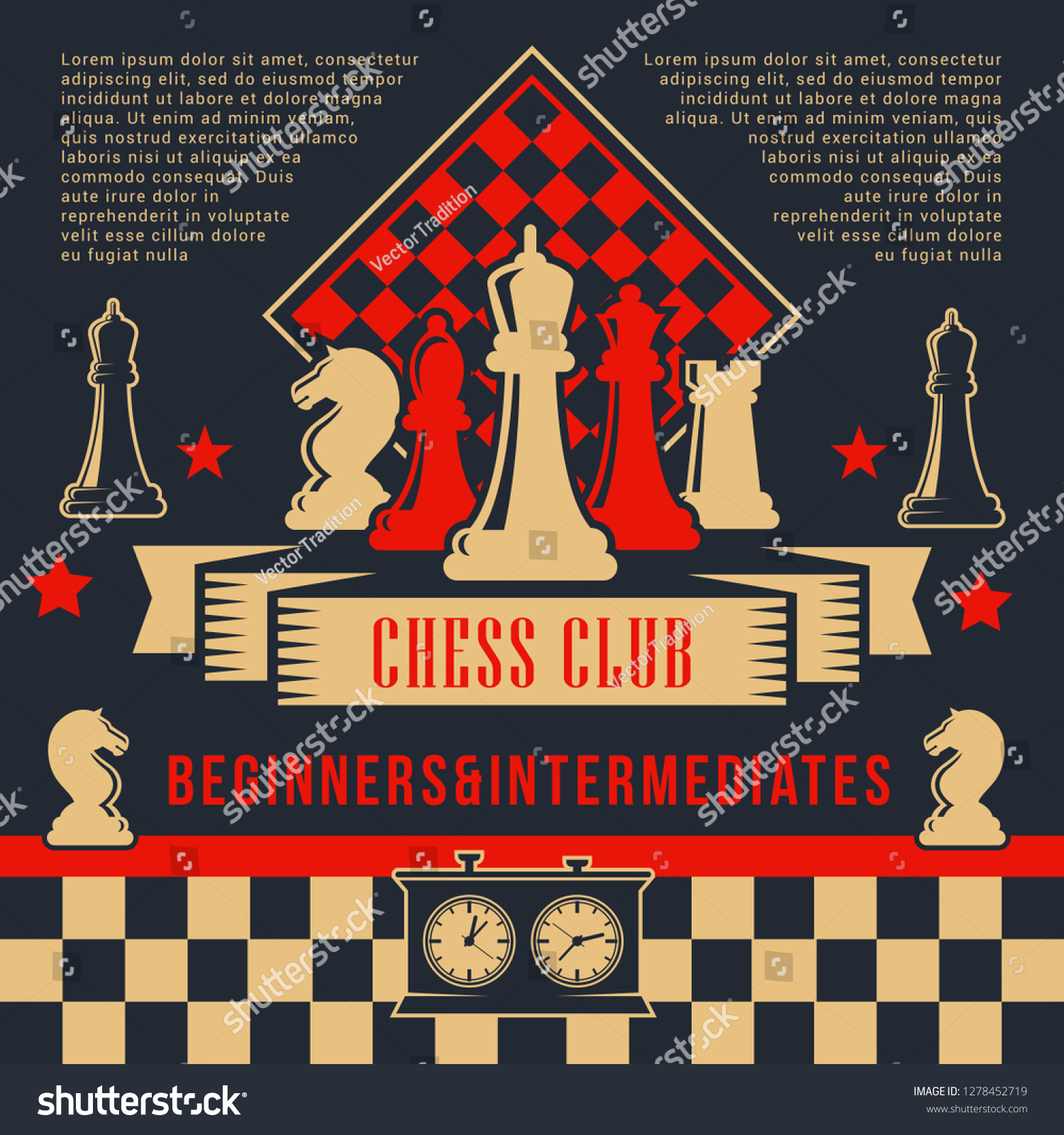 Chess Board Game Sport Club Poster Stock Vector Royalty Free 1278452719