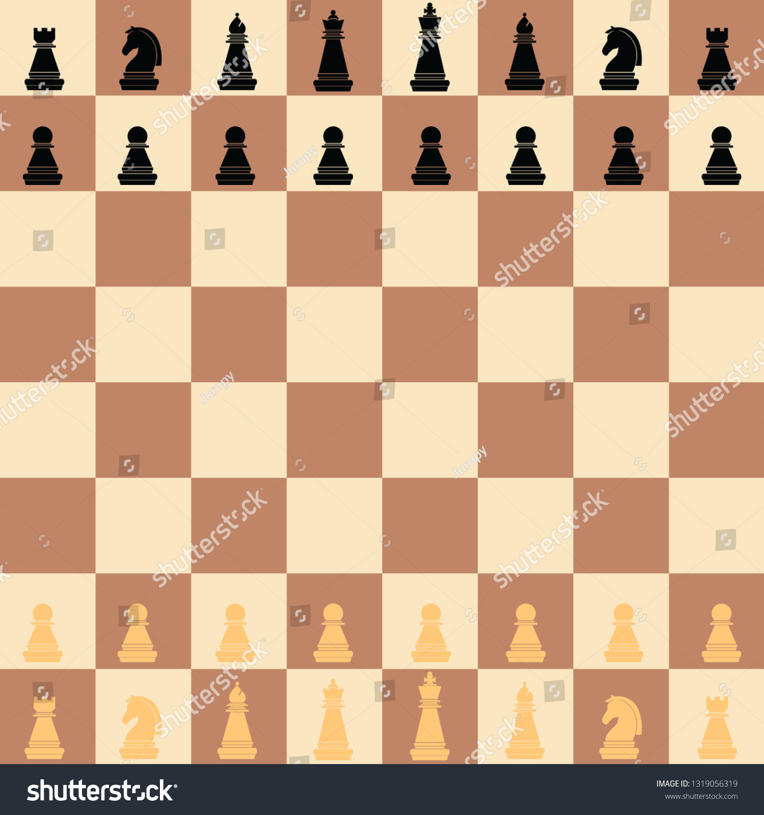 SVG of Chess board illustration with all 16 pieces per side svg