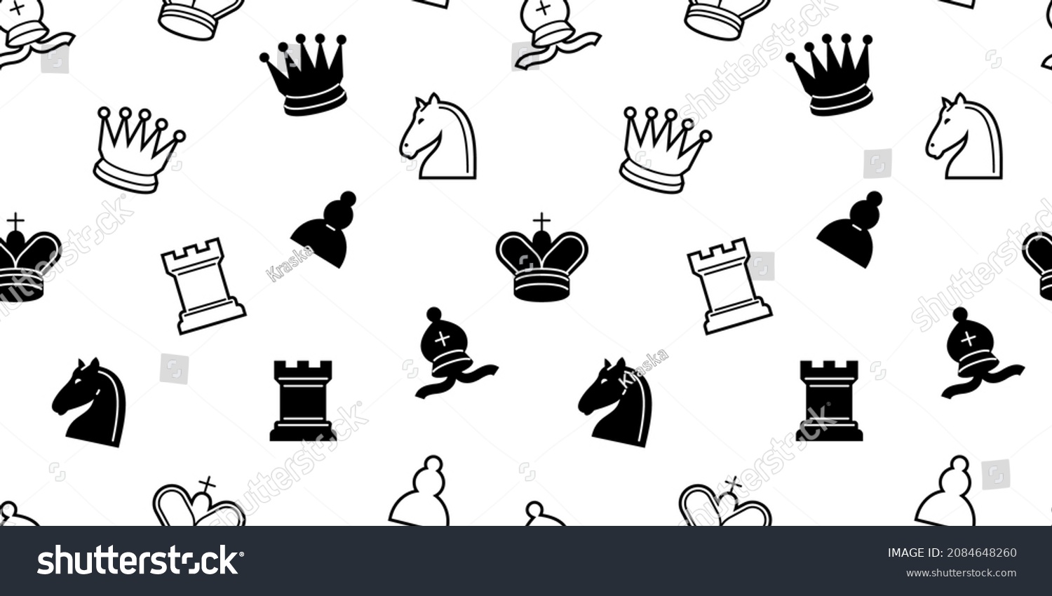 SVG of Chess classical seamless pattern. All chess pieces repeating king, knight, rook, queen and others.  Vector square cover. svg