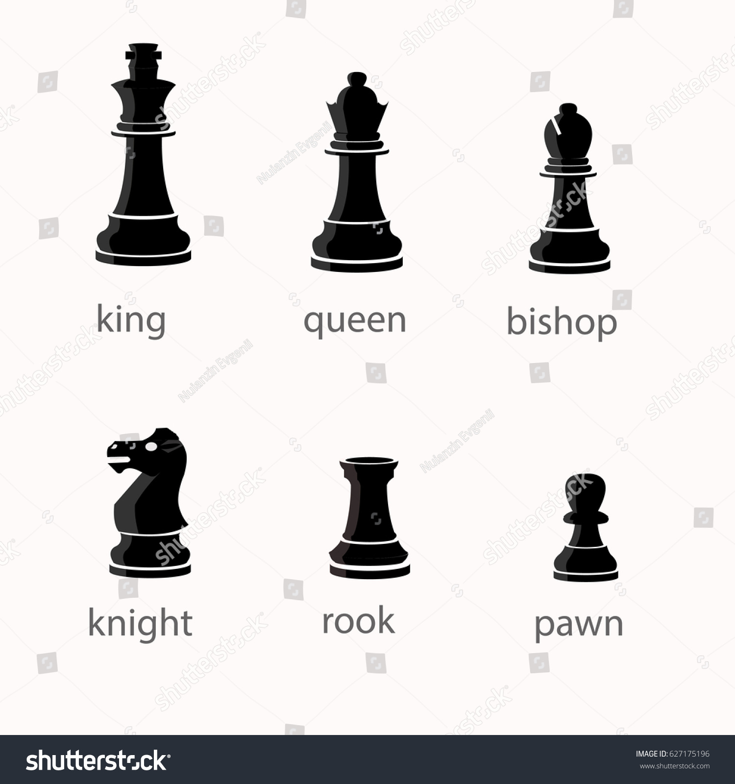 Chess Figures Names Black Chess Icons Stock Vector (Royalty Free) 627175196