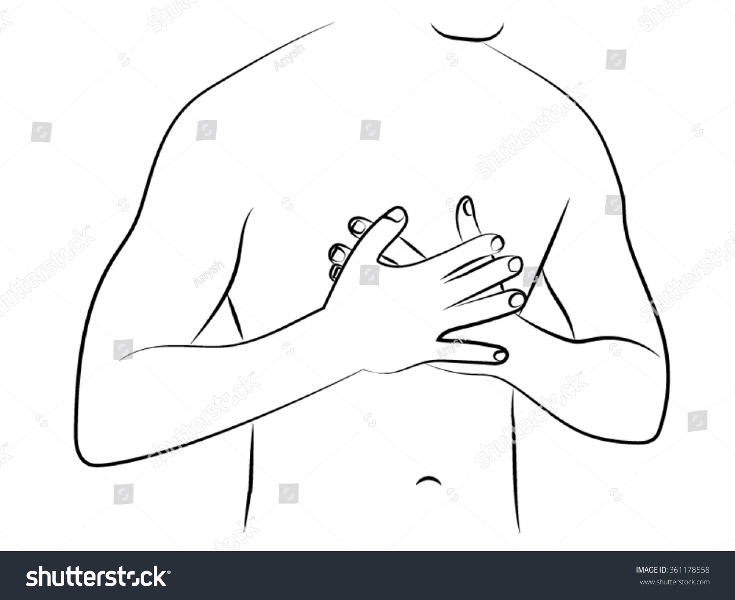 Chest Pain Man Holding His Hands Stock Vector Royalty Free 361178558 Shutterstock