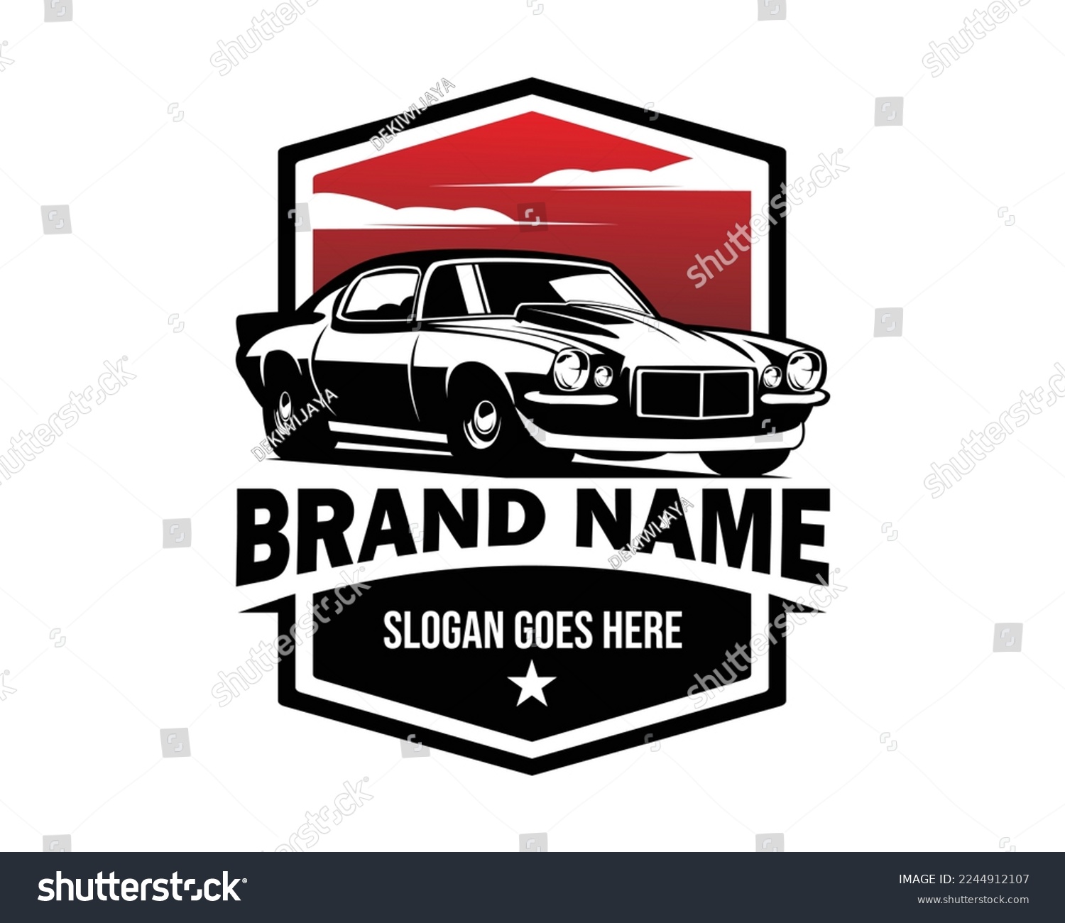 SVG of Chevy Camaro car logo. vector illustration silhouette design. with a red sky as a background. Best for badge, emblem, icon and sticker design. svg