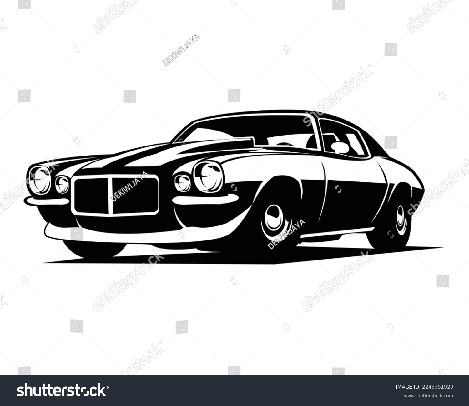 SVG of chevy camaro car. white background isolated vector silhouette showing from the front. Best for badge, emblem, icon, sticker design, car industry. svg