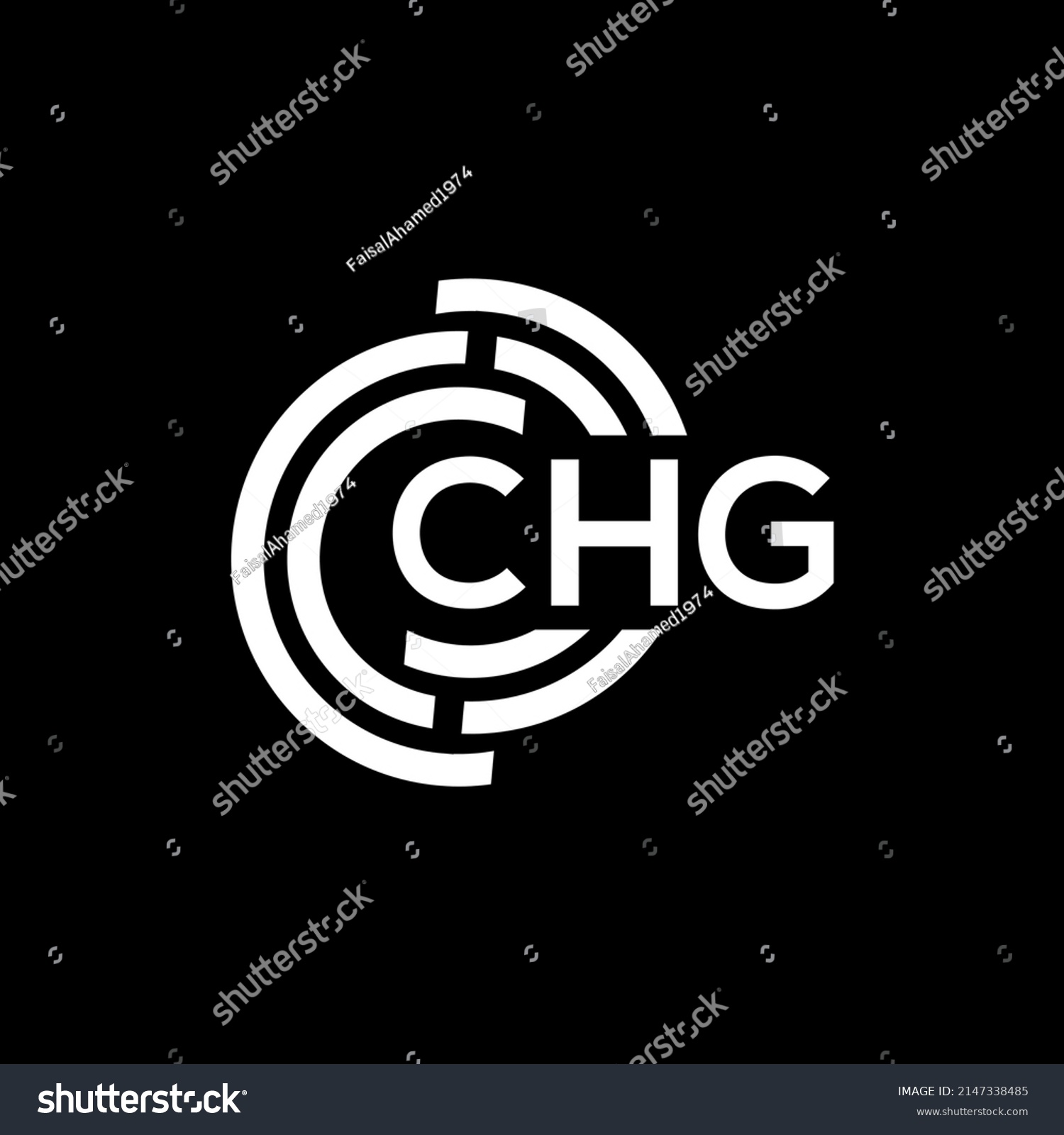 Chg Letter Logo Design On Black Stock Vector (Royalty Free) 2147338485 ...