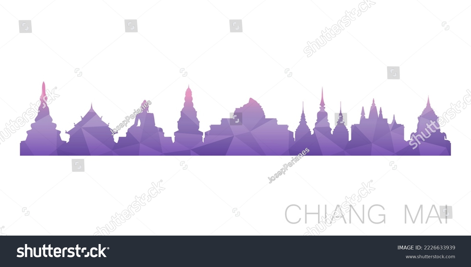 SVG of Chiang Mai, Mueang Chiang Mai District, Chiang Mai, Thailand Low Poly Skyline Clip Art City Design. Geometric Polygon Graphic Horizon Icon. Vector Illustration Symbol. svg