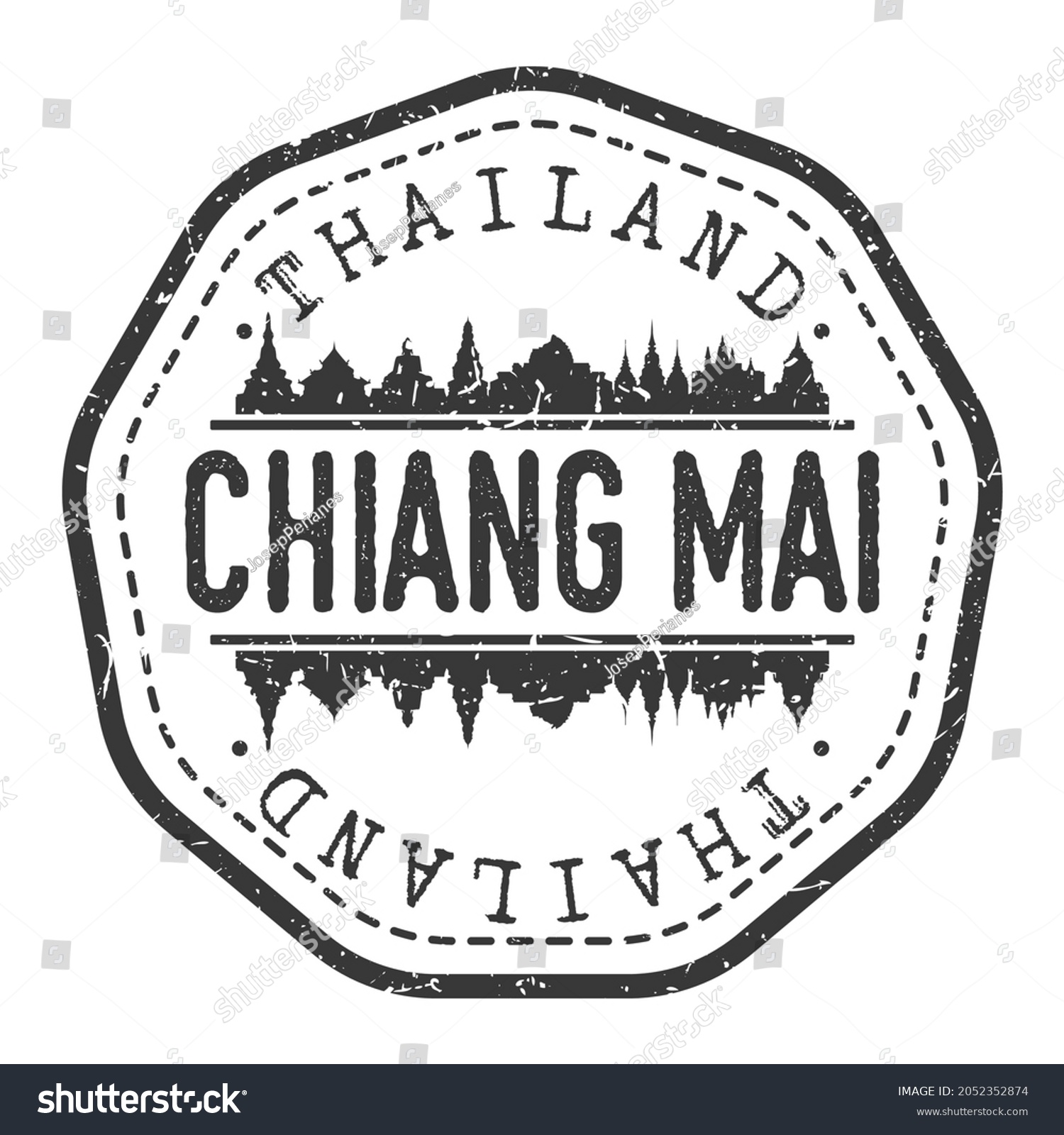 SVG of Chiang Mai, Mueang Chiang Mai District, Chiang Mai, Thailand Stamp Skyline Postmark. Silhouette Postal Passport. City Round Vector Icon. Vintage Postage Design. svg