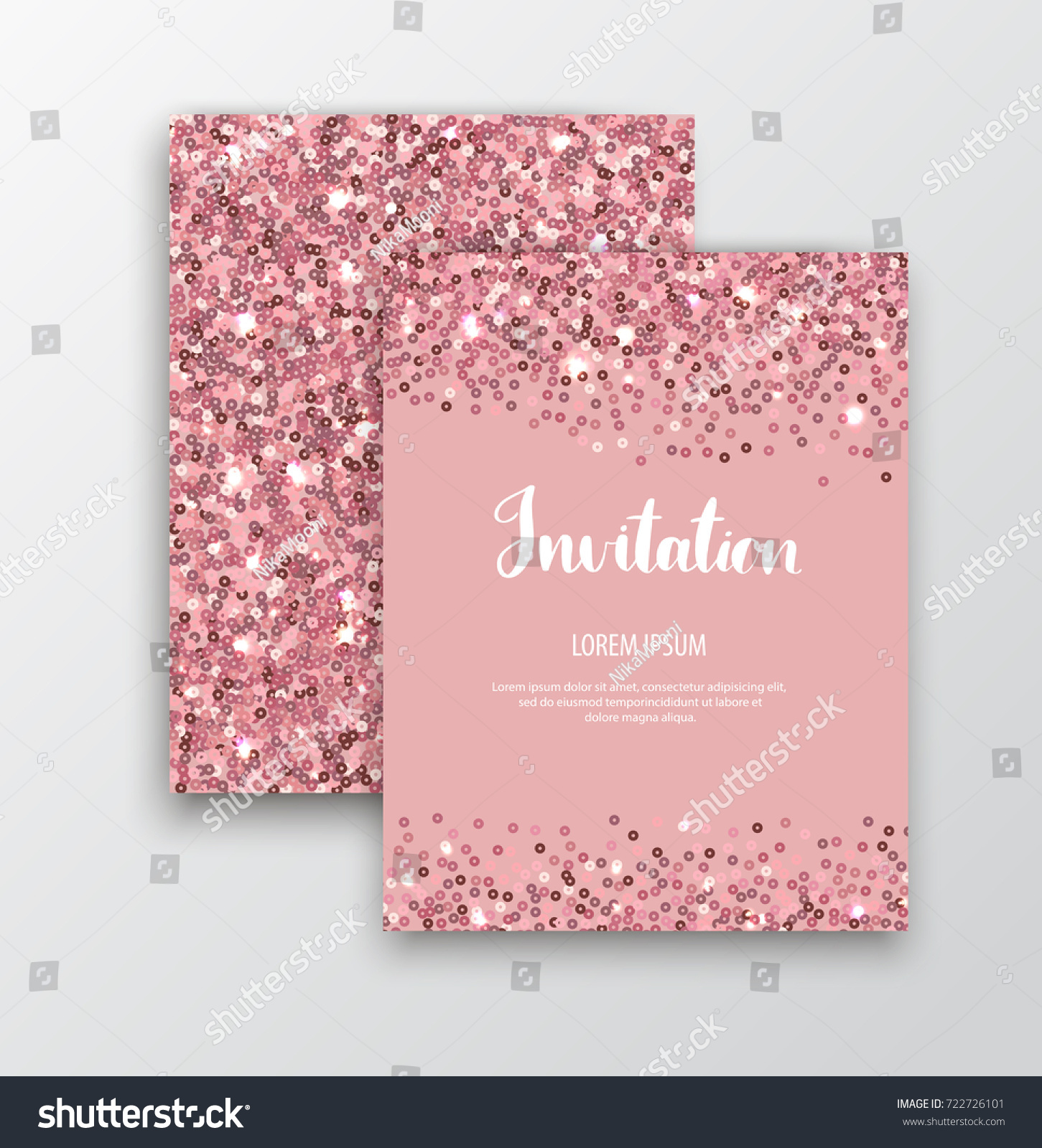 SVG of Chic sparkle invitation cards with rose gold sequins for events. svg