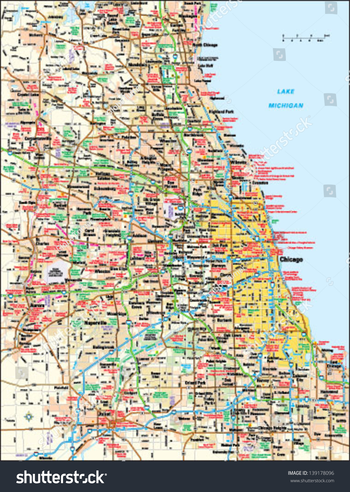 SVG of Chicago, Illinois area map svg