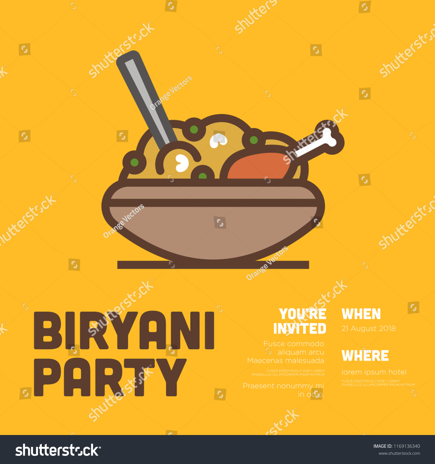 Chicken Biryani Party Invitation Date Venue Stock Vector (Royalty Free