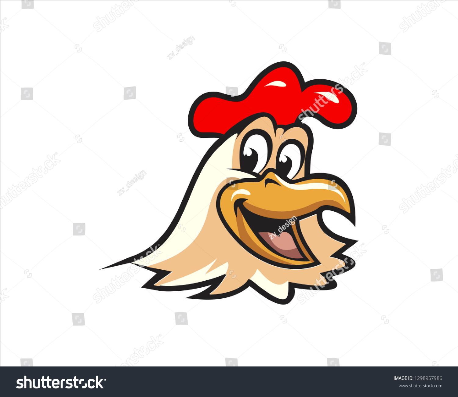 Chicken Head Cartoon Vector Stock Vector (Royalty Free) 1298957986