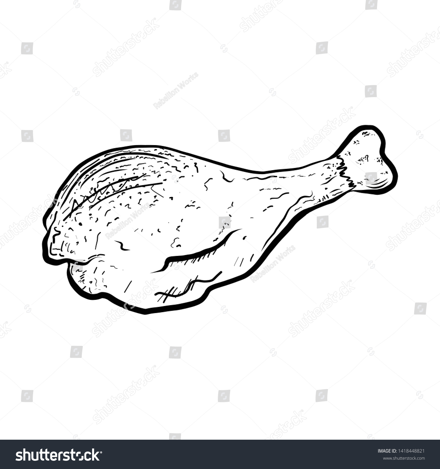 Chicken Leg Drumstick Drawn Illustration Black Stock Vector (Royalty ...