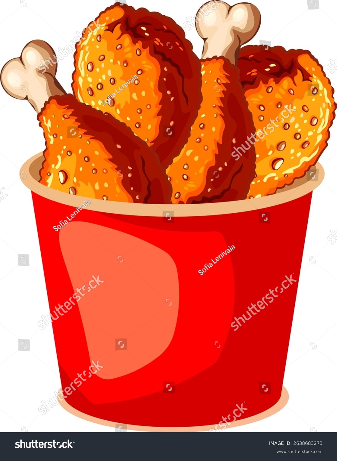 fried chicken in red bucket clip art preview