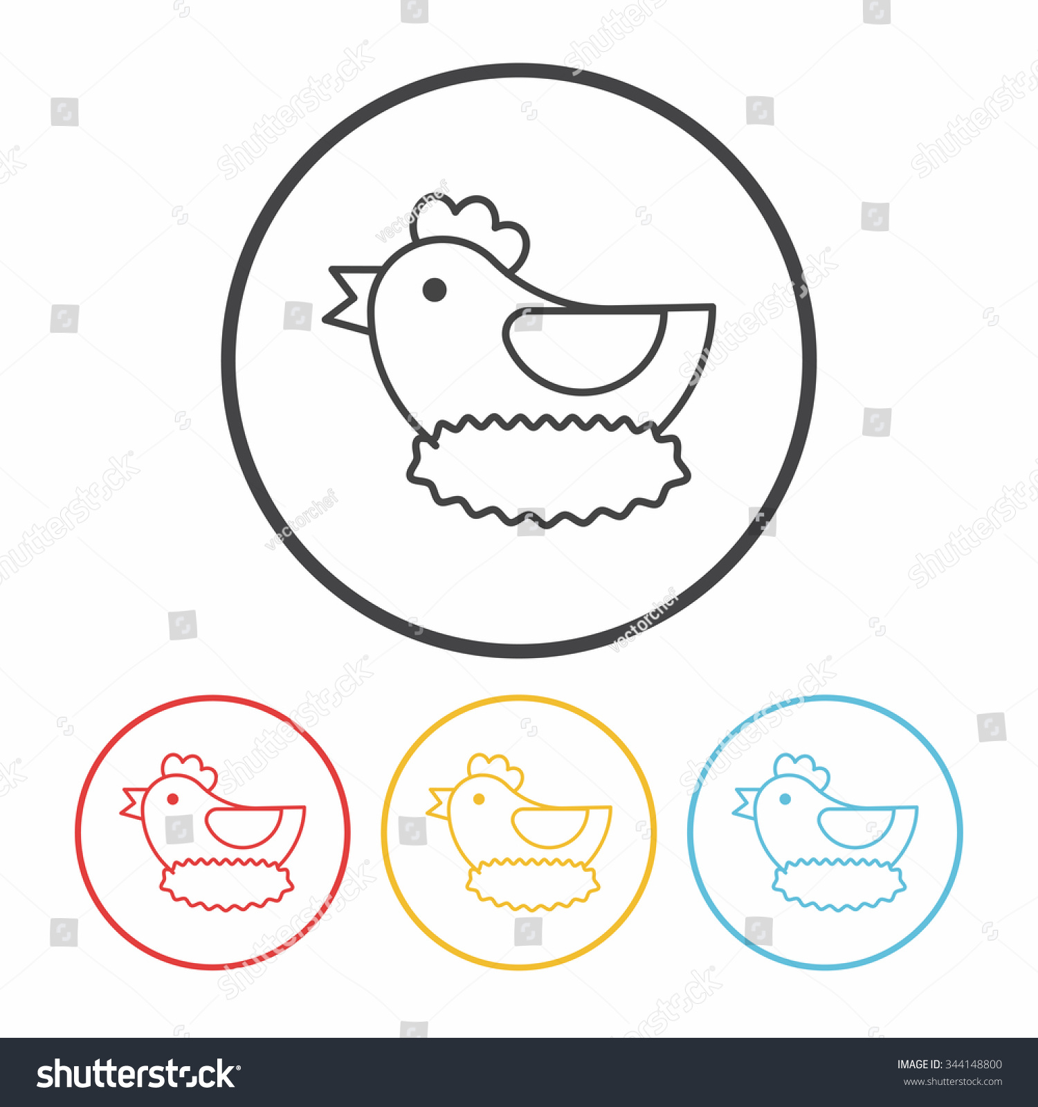 Chicken Line Icon Stock Vector (Royalty Free) 344148800 | Shutterstock