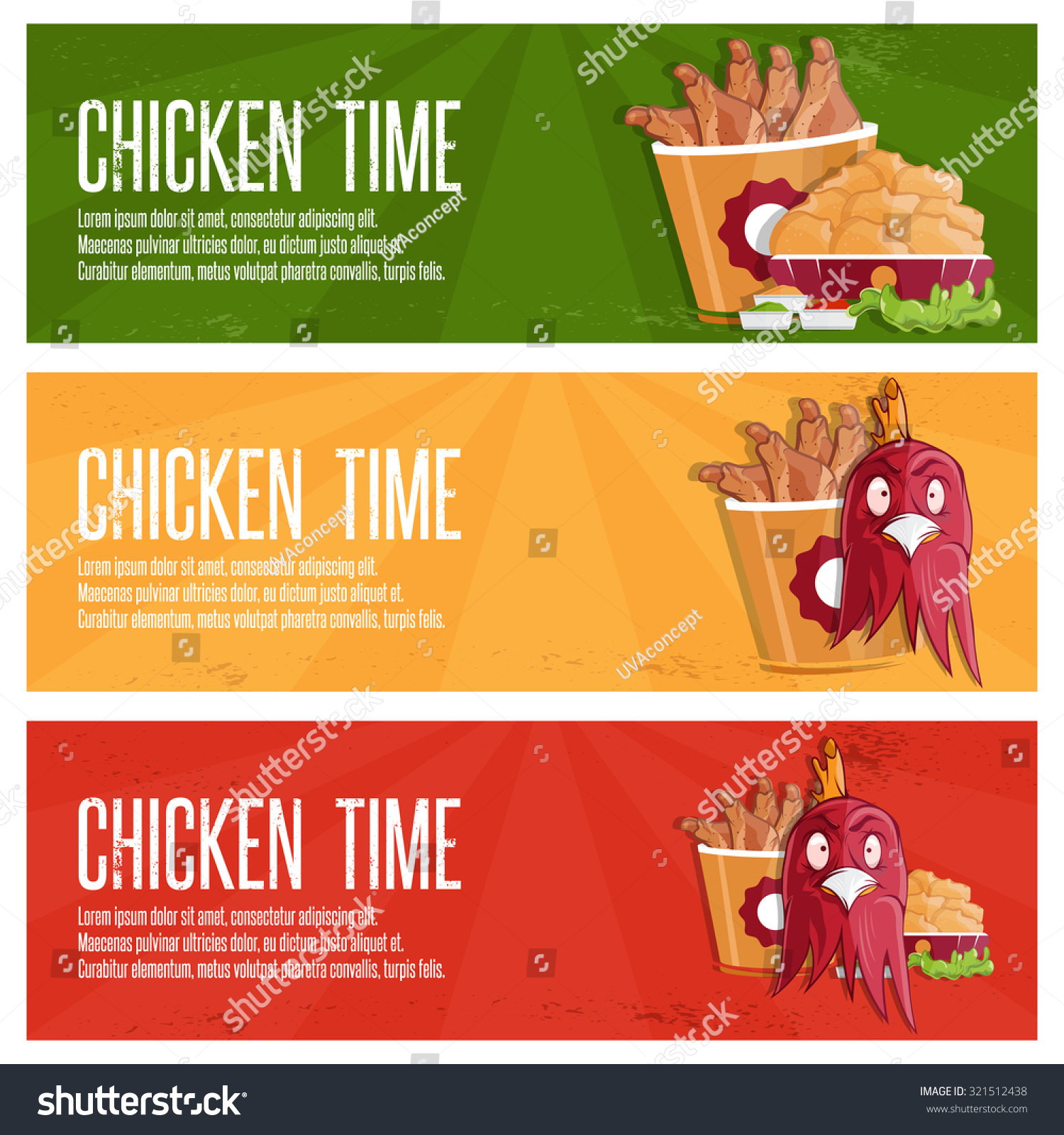 Chicken Time Fast Food Vector Banners Stock Vector Royalty Free