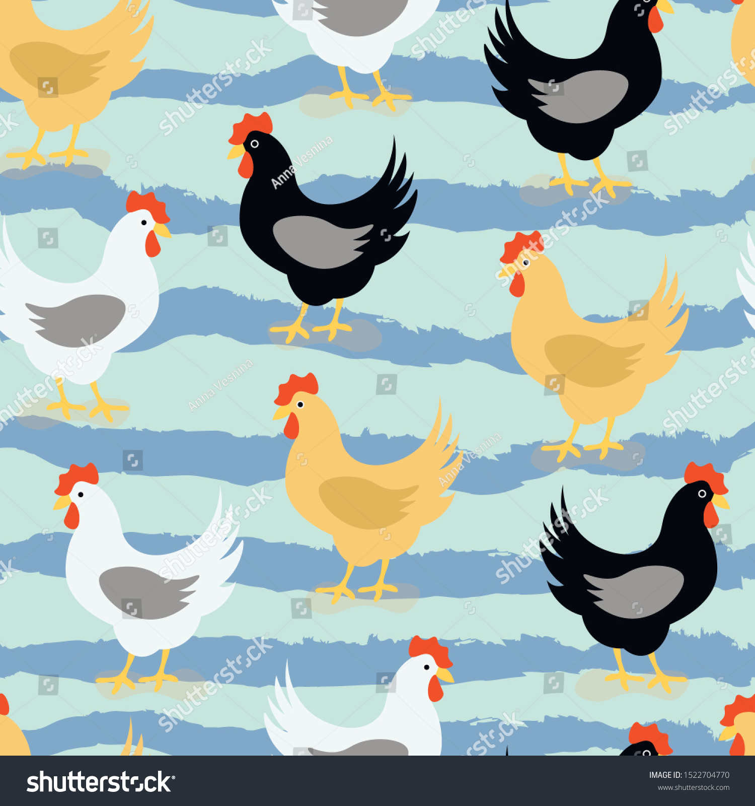 Chicken Vector Seamless Pattern Concept Print Stock Vector (Royalty ...