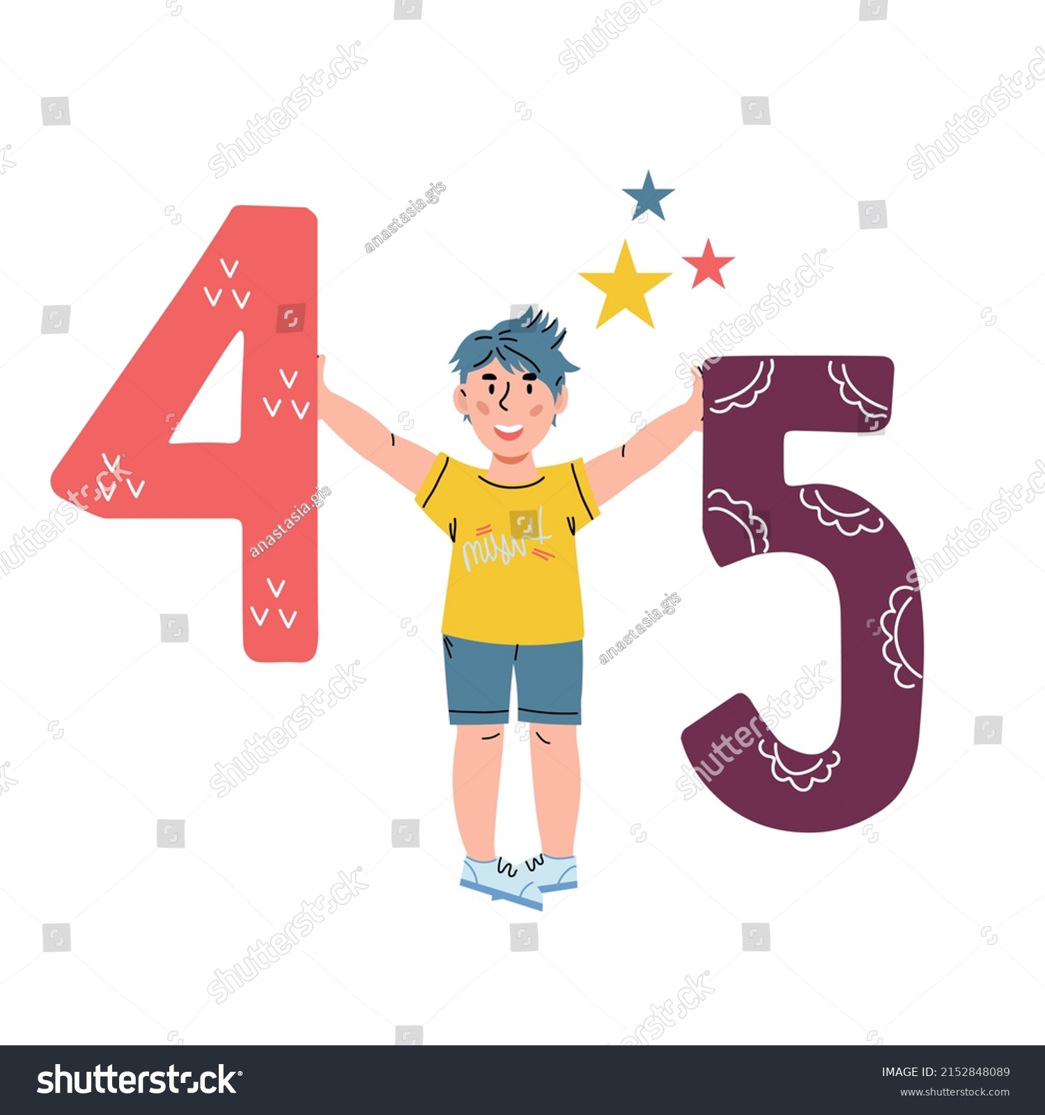 Child Boy Numbers His Hands Vector Stock Vector (Royalty Free ...