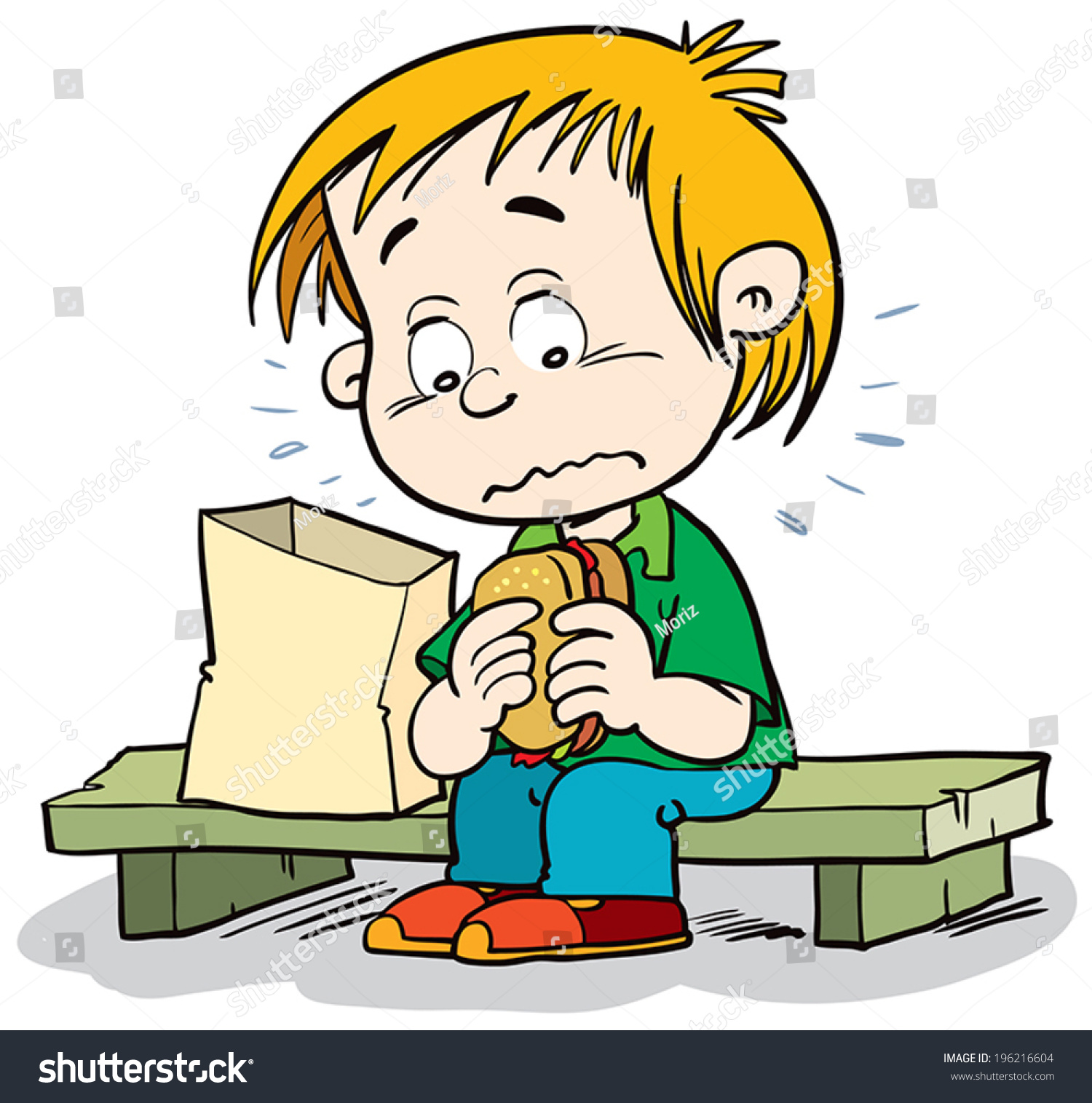 Child Eating Sandwich Stock Vector (Royalty Free) 196216604 | Shutterstock