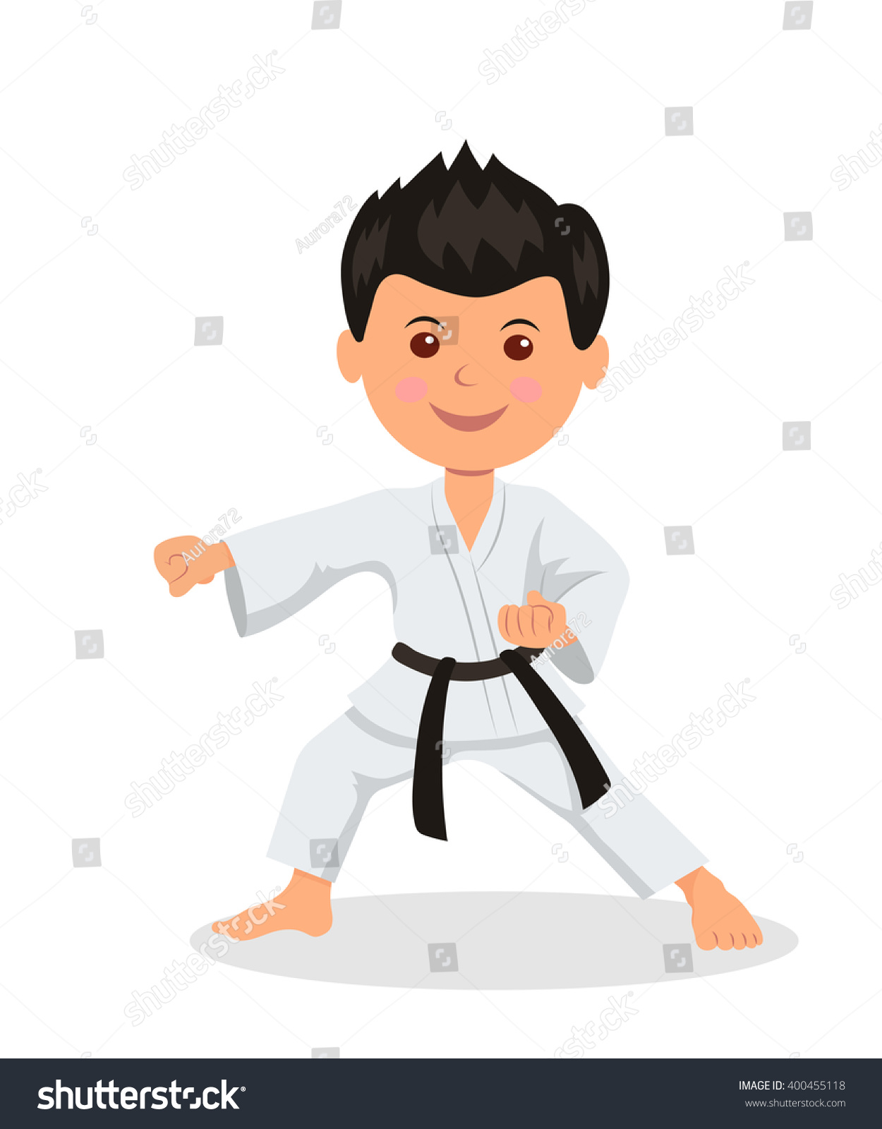 Child Fighter Engaged Karatedo Isolated Character Stock Vector (Royalty ...