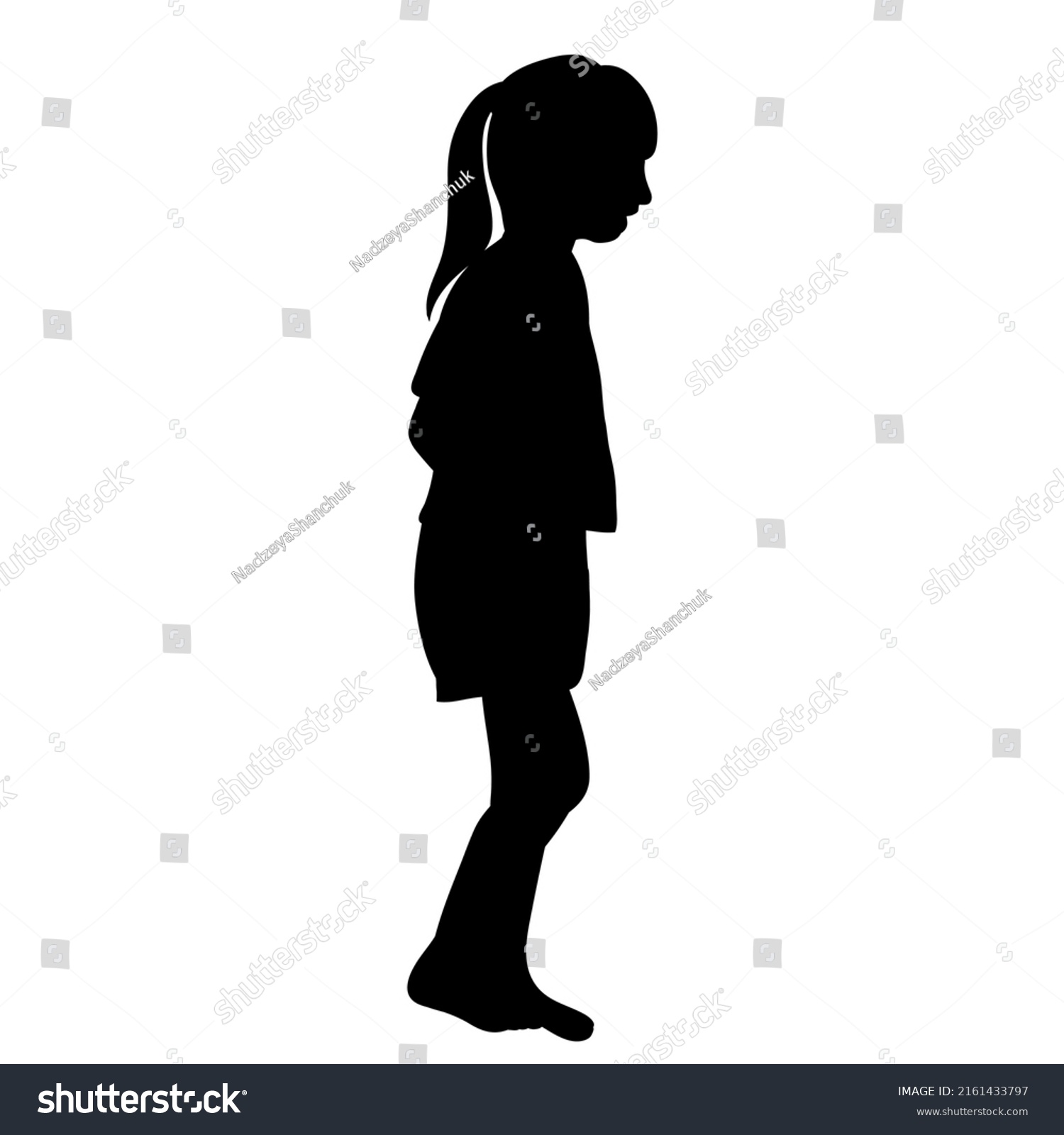 Child Girl Black Silhouette On White Stock Vector (Royalty Free ...