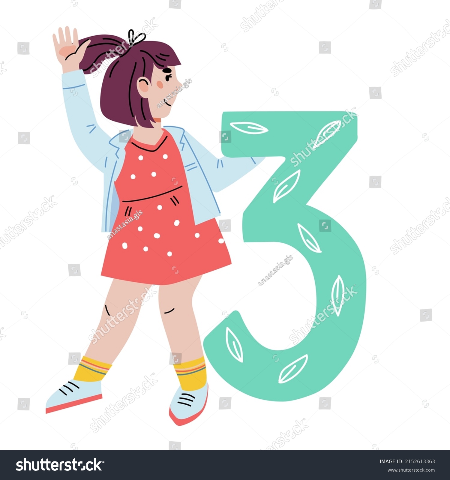 Child Girl Figure 3 Three Vector Stock Vector (Royalty Free) 2152613363 ...