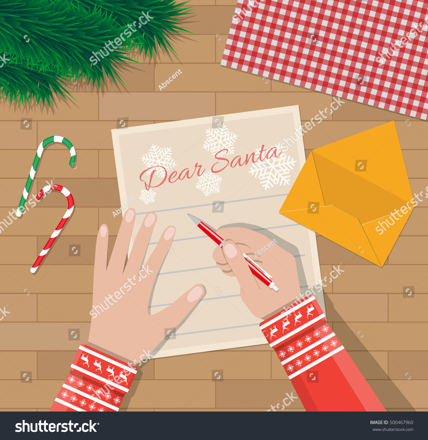 Child Hand Pen Writing Letter Santa Stock Vector Royalty Free
