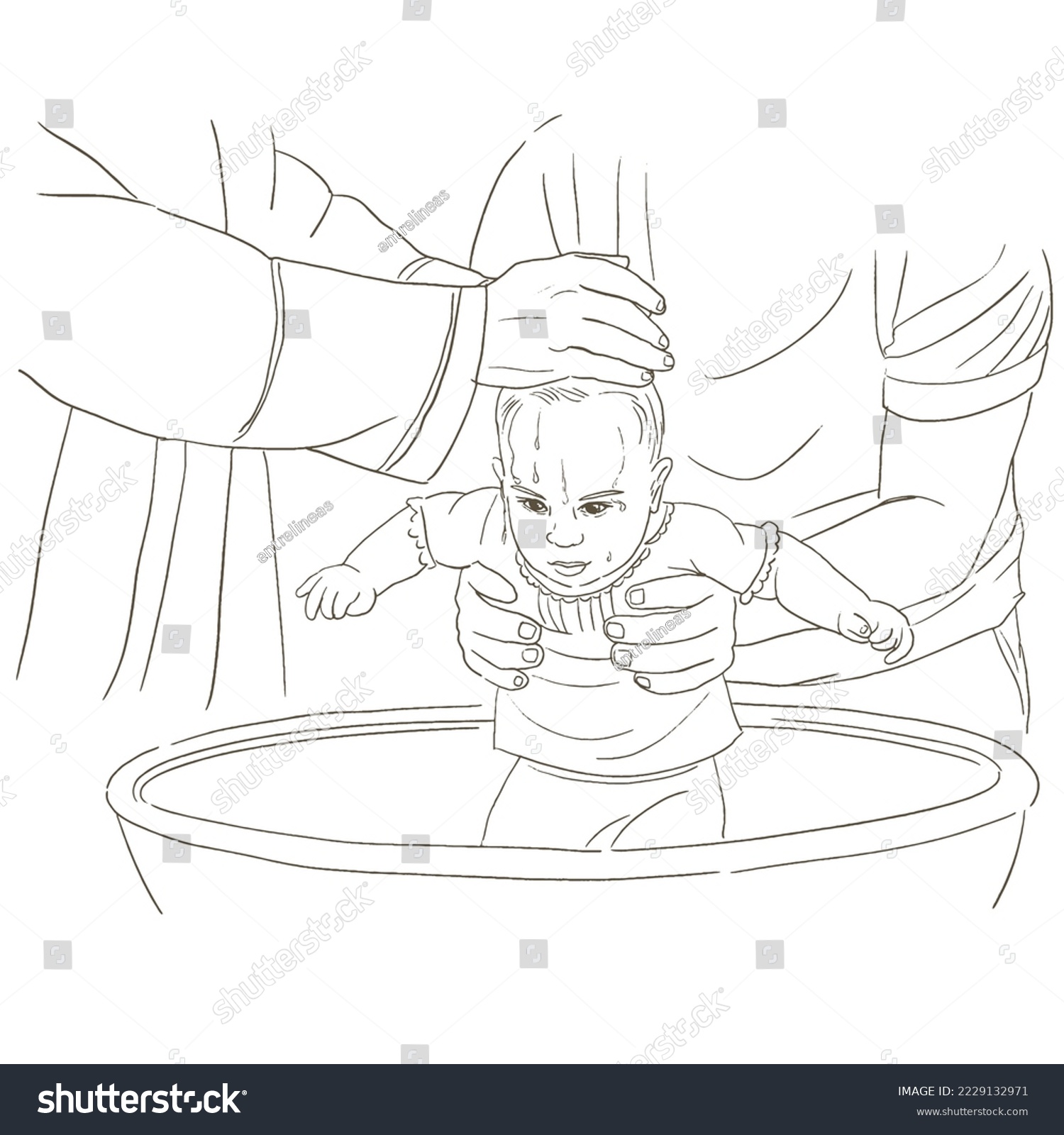 baby baptism line art, religious ceremony clip art preview
