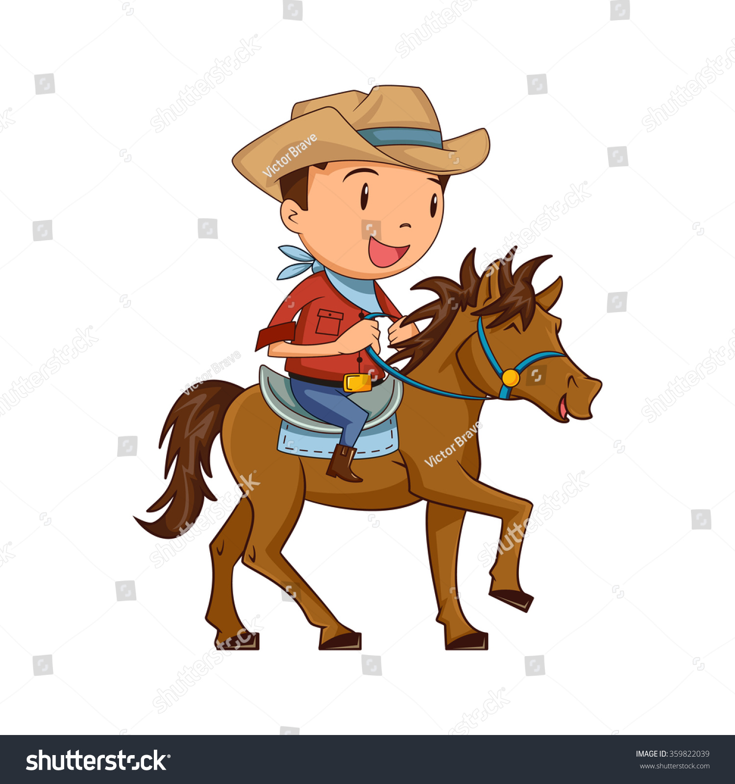 Child Horseback Riding, Vector Illustration - 359822039 : Shutterstock