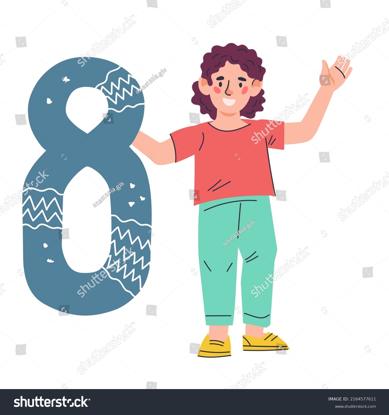 Child Learning Numbers Counting Mathematics Boy Stock Vector (Royalty ...