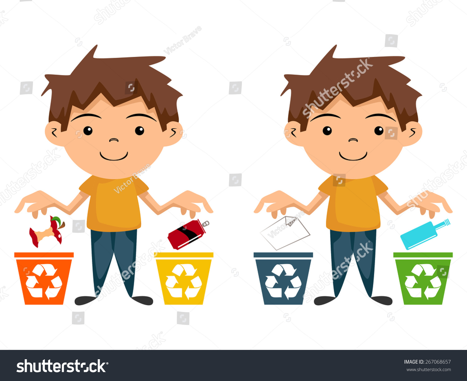 Child Recycling Vector Illustration Cartoon Character Stock Vector ...