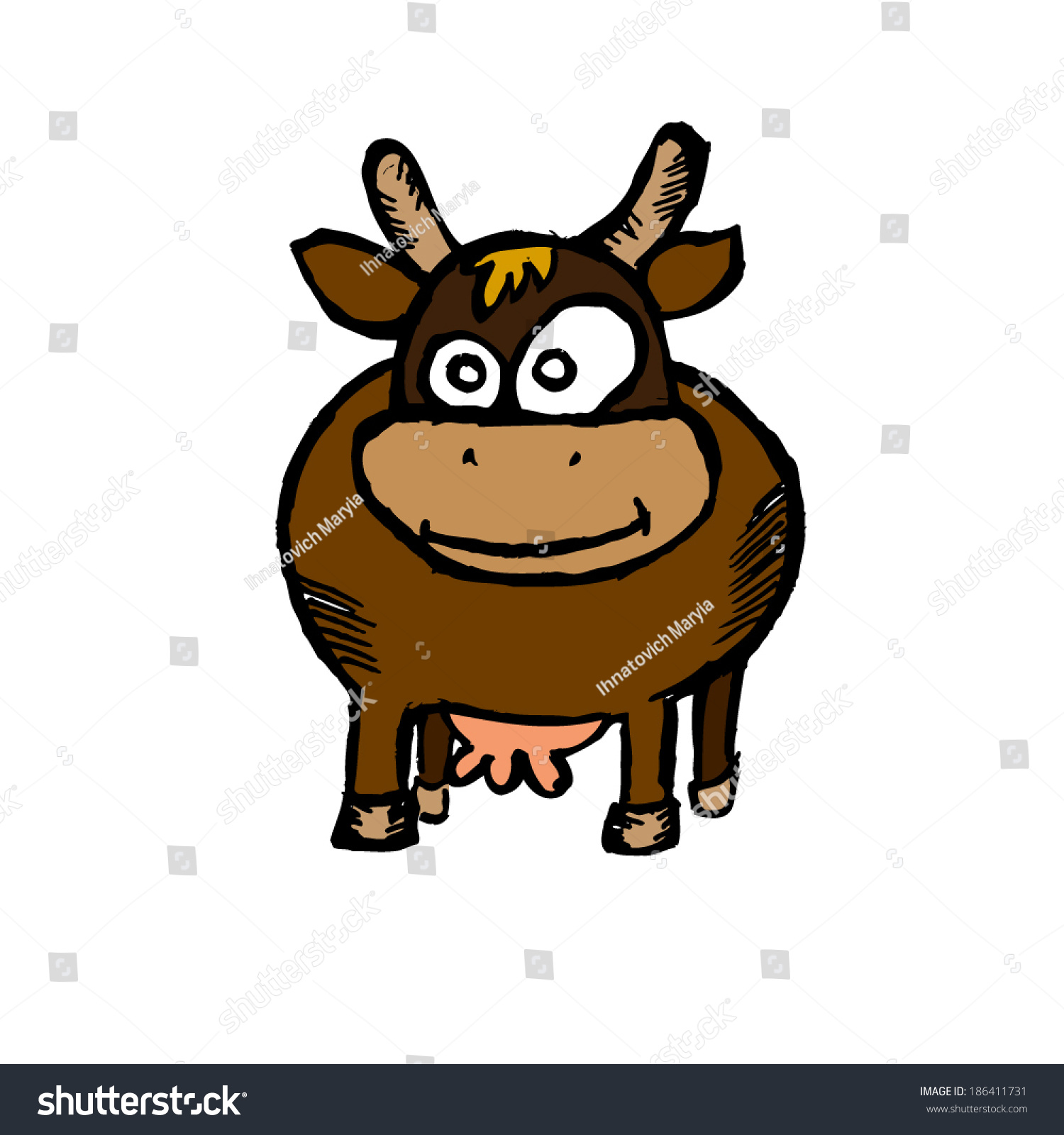 Child'S Drawing Of A Cow. Vector - 186411731 : Shutterstock