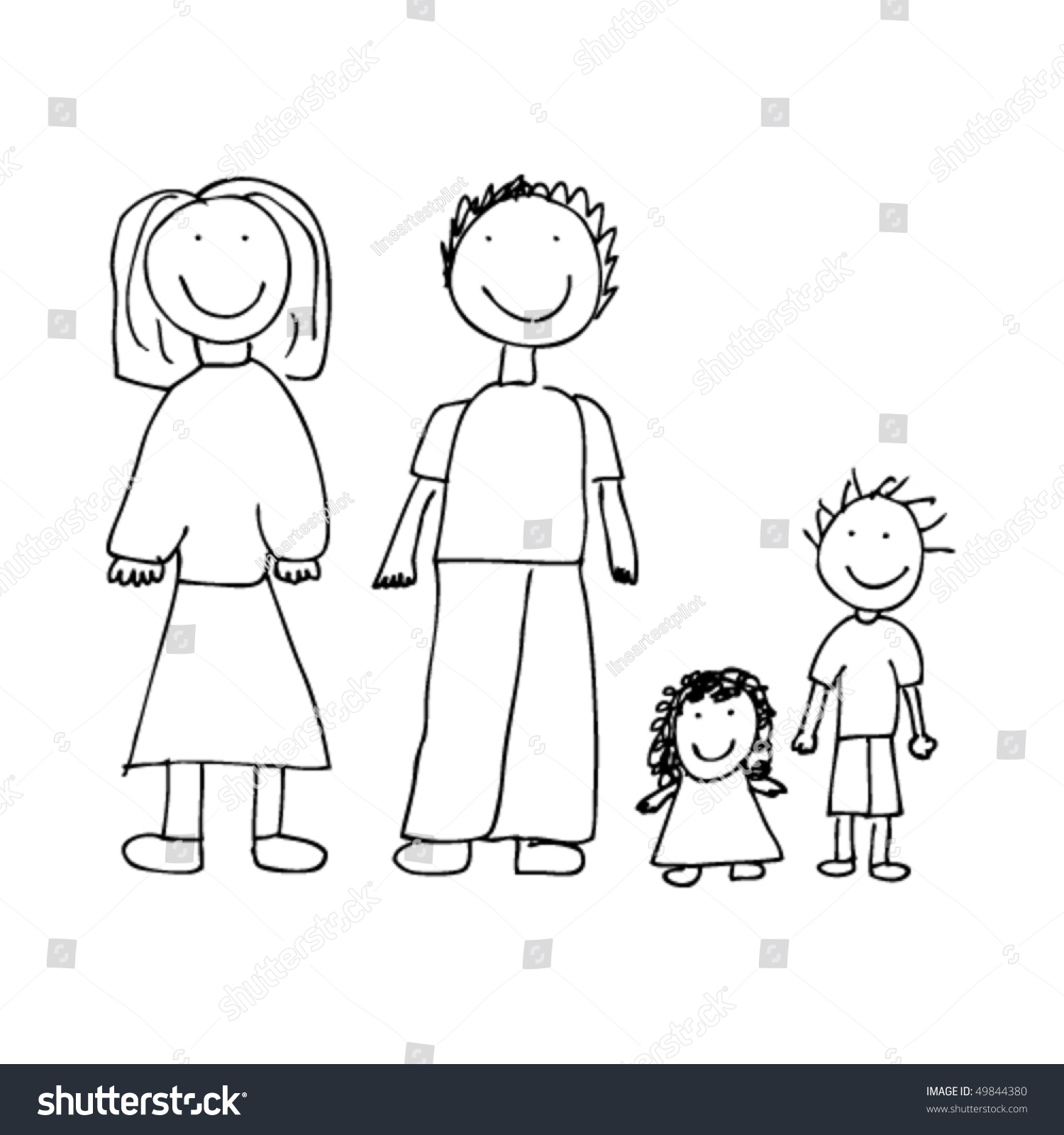 Child'S Drawing Of A Family Stock Vector Illustration 49844380