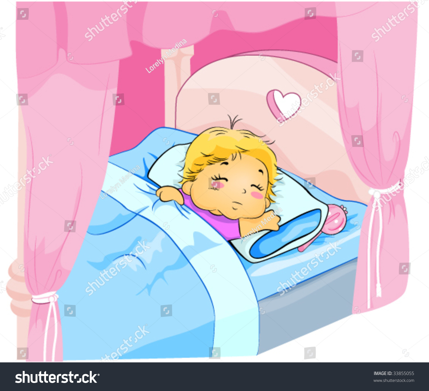 Child Sleeping In Canopy Bed - Vector - 33855055 : Shutterstock