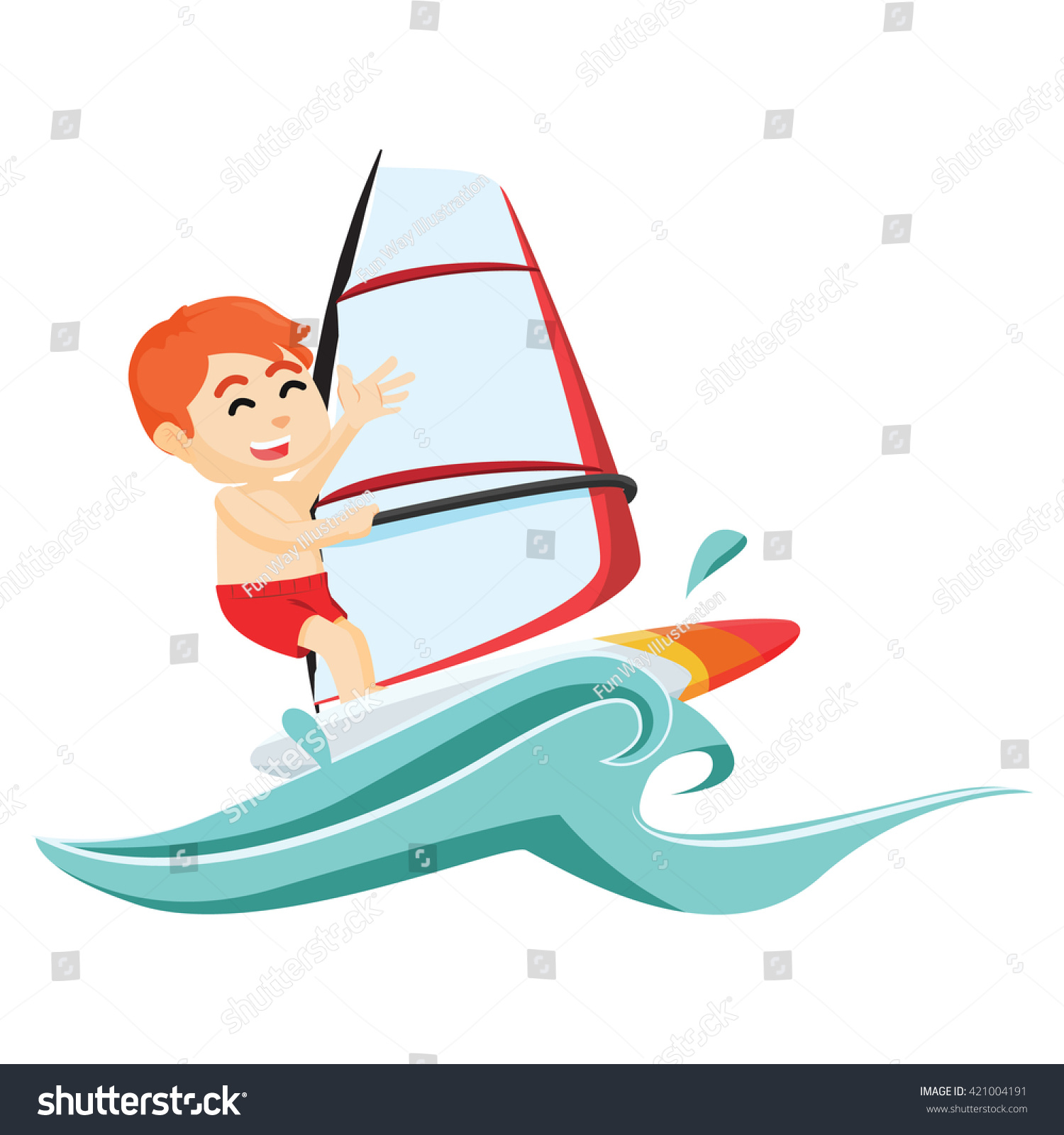 Child Wind Surfer Cartoon Illustration Stock Vector (Royalty Free ...