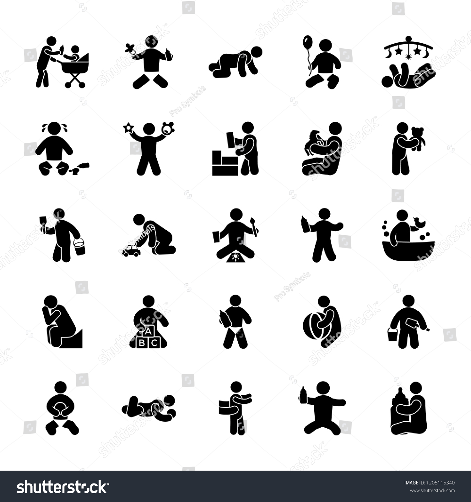 Childhood Activities Glyph Icons Pack Stock Vector (Royalty Free ...