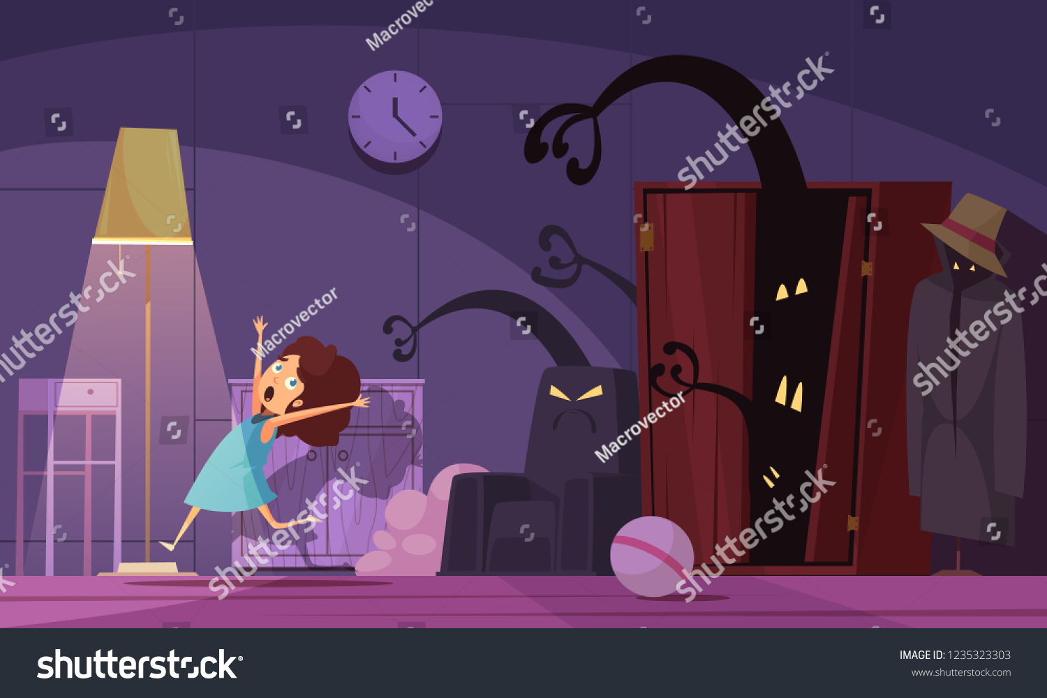 Childhood Nightmares Background Monsters Darkness Symbols Stock Vector ...