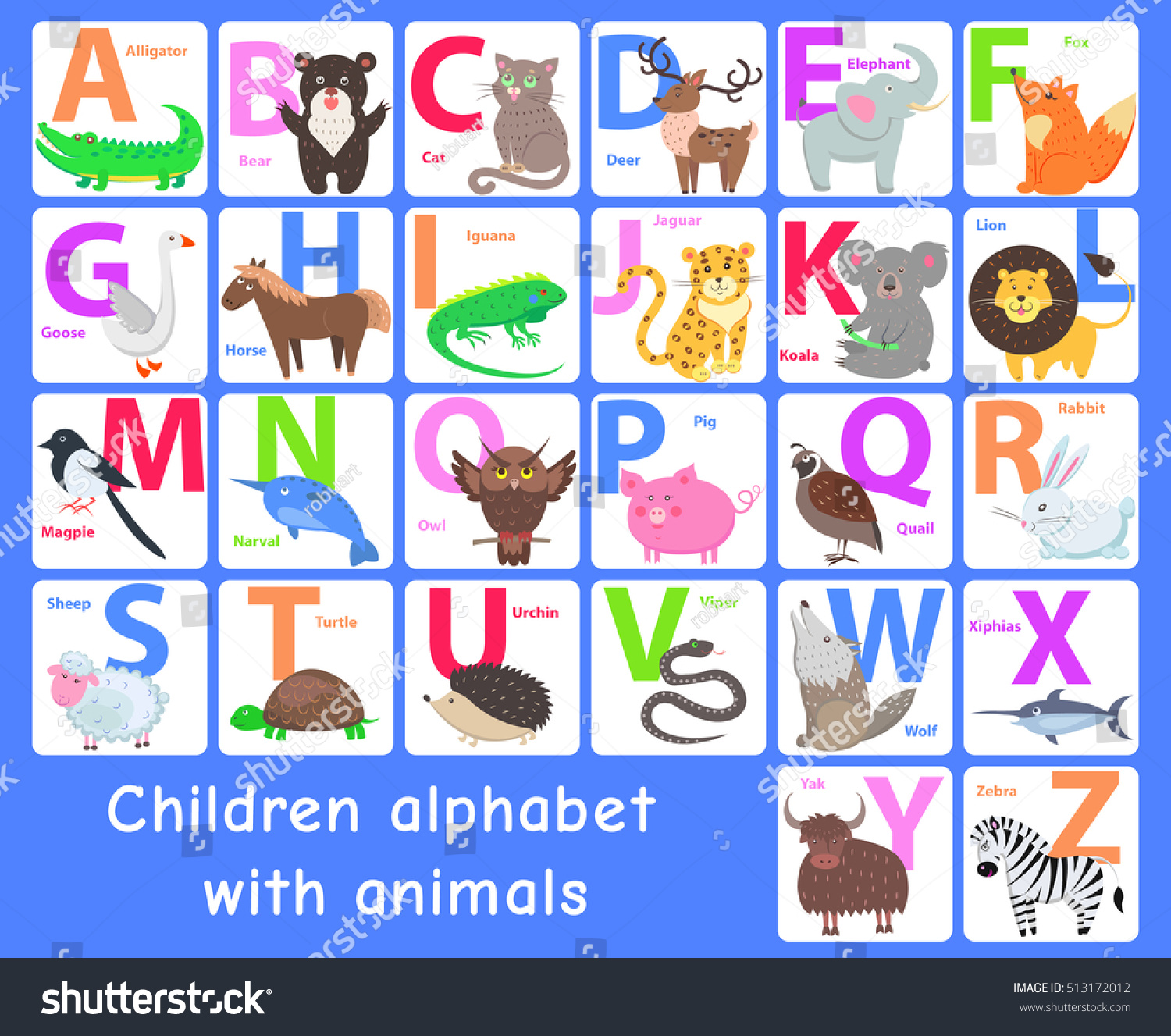 Children Alphabet Animals Letters B C Stock Vector Royalty Free ...