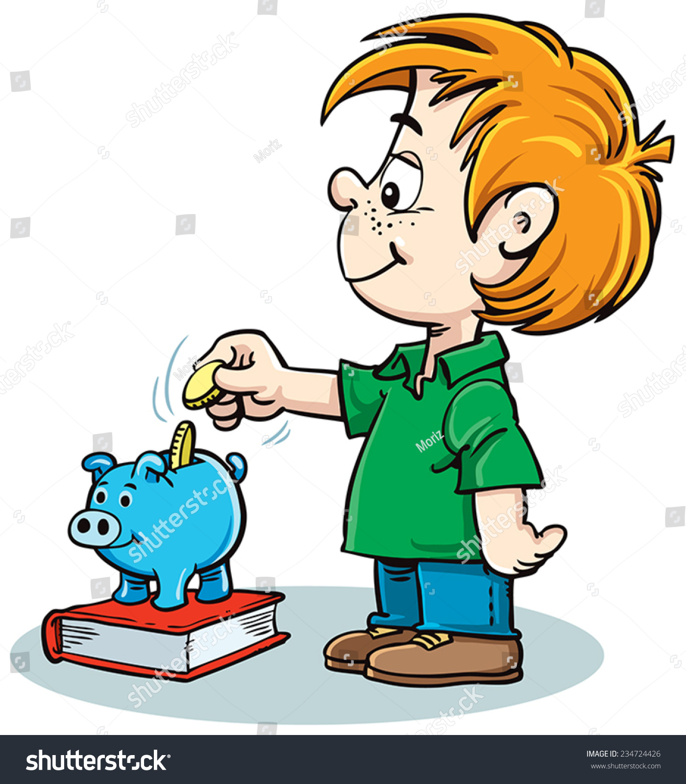 Children And Piggy Bank Stock Vector Illustration 234724426 : Shutterstock