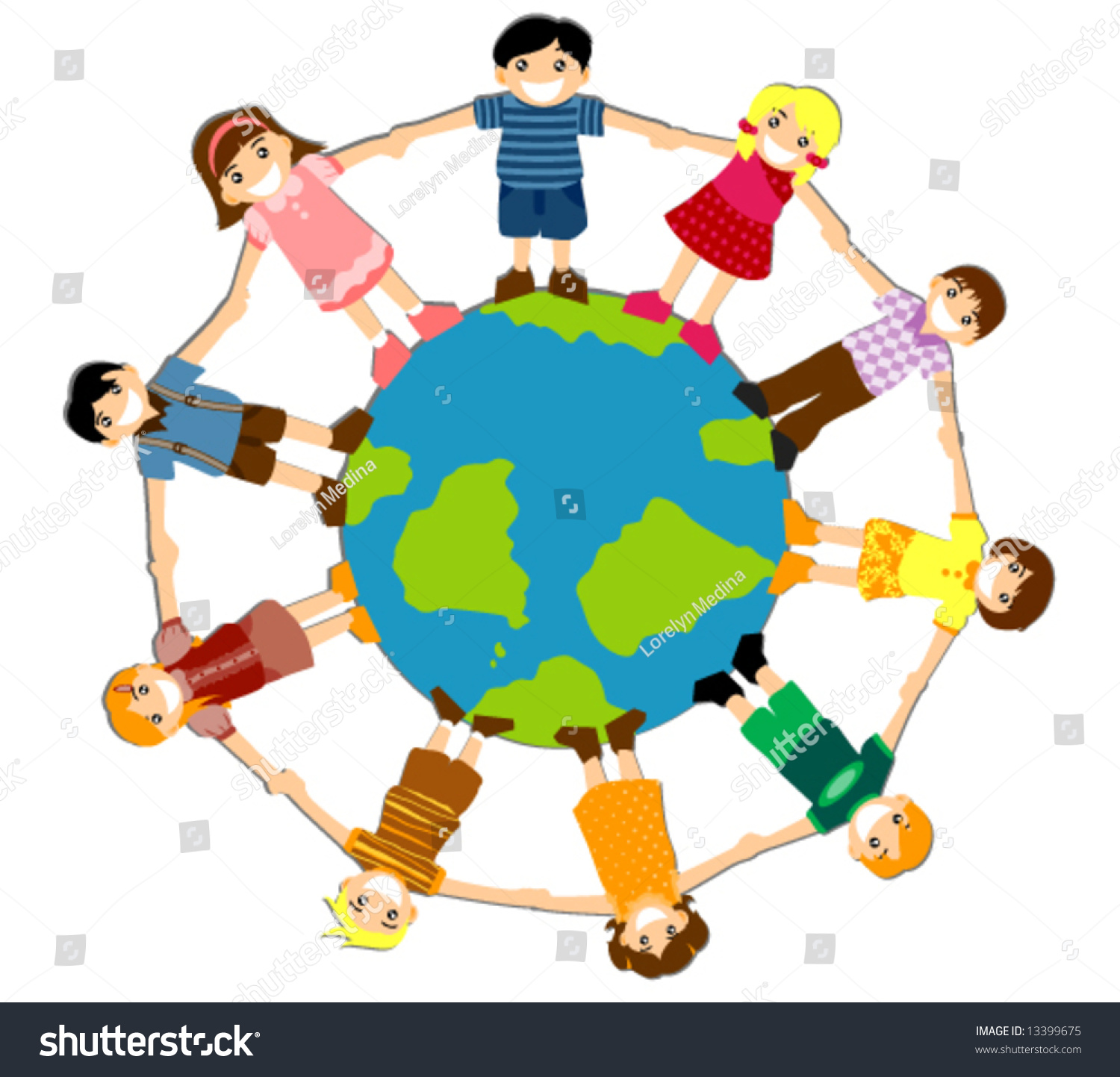 Children Around Globe Vector Stock Vector 13399675 - Shutterstock