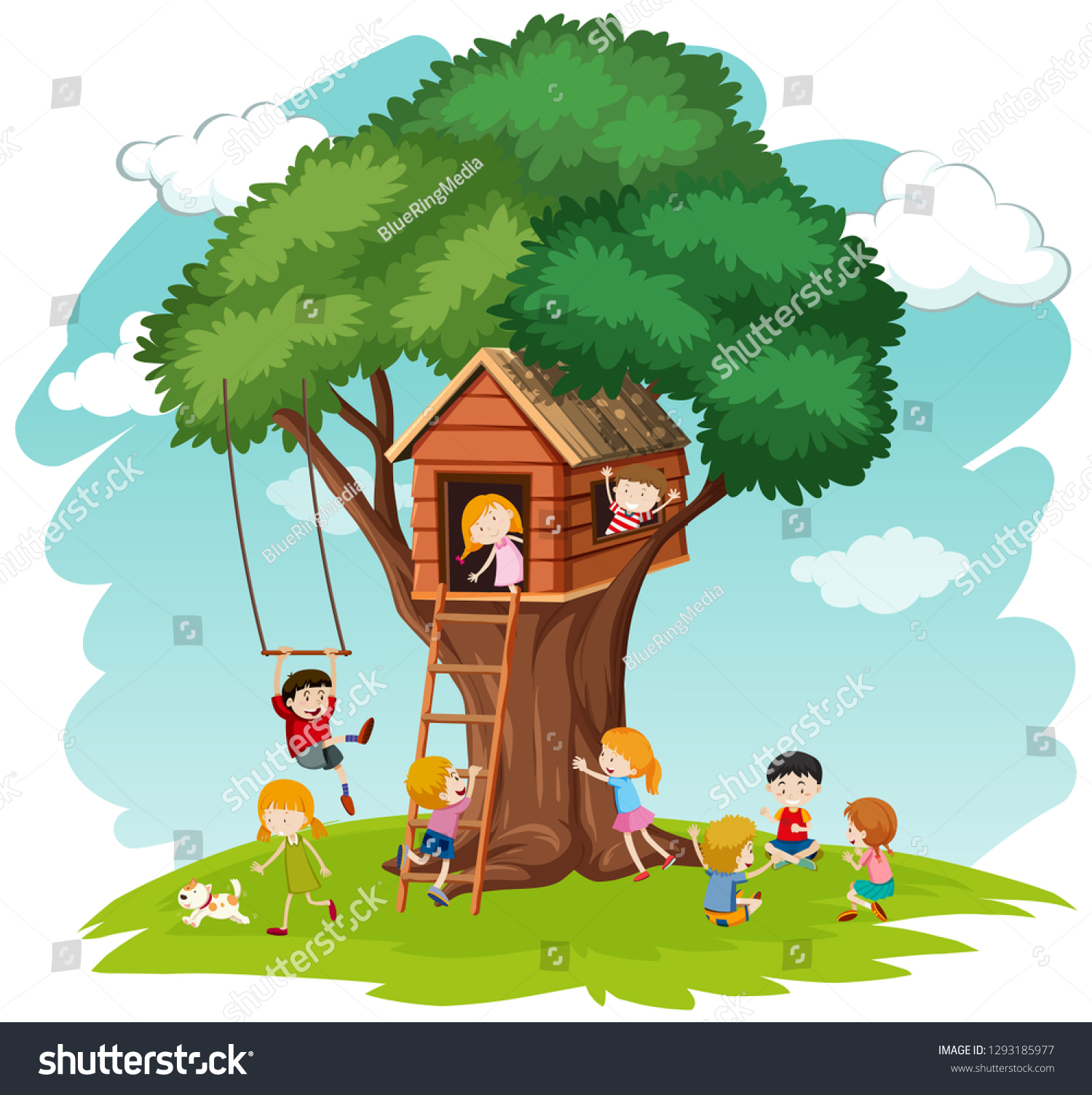 Children Tree House Illustration Stock Vector (Royalty Free) 1293185977 ...