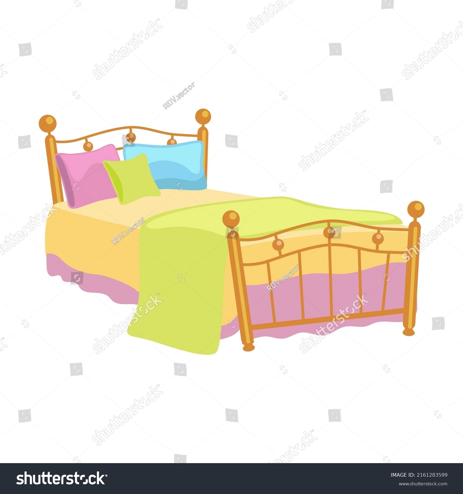 Children Bed Blanket Vector Illustration Furniture Stock Vector ...