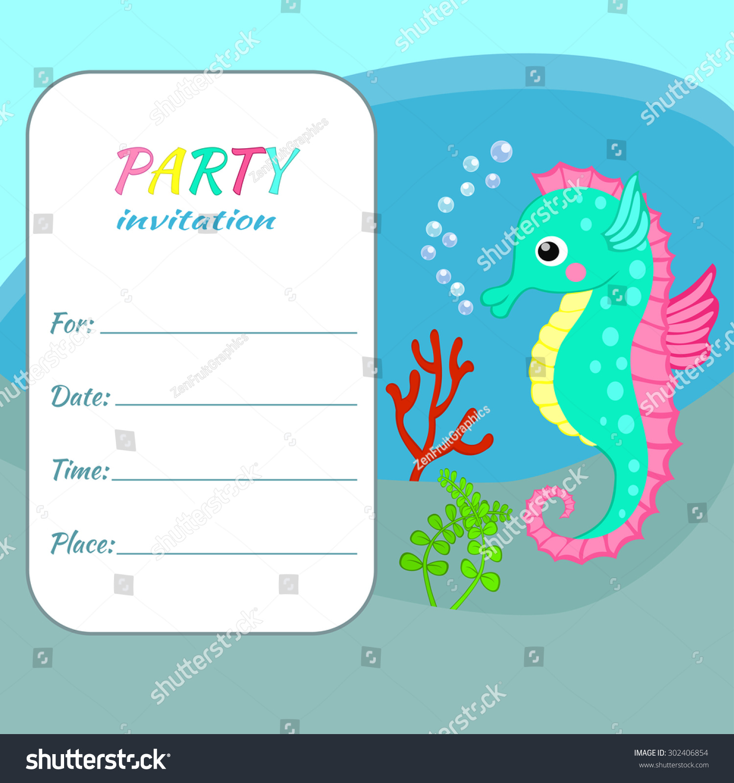 Children Birthday Party Invitation Card Template Stock Vector Royalty Free