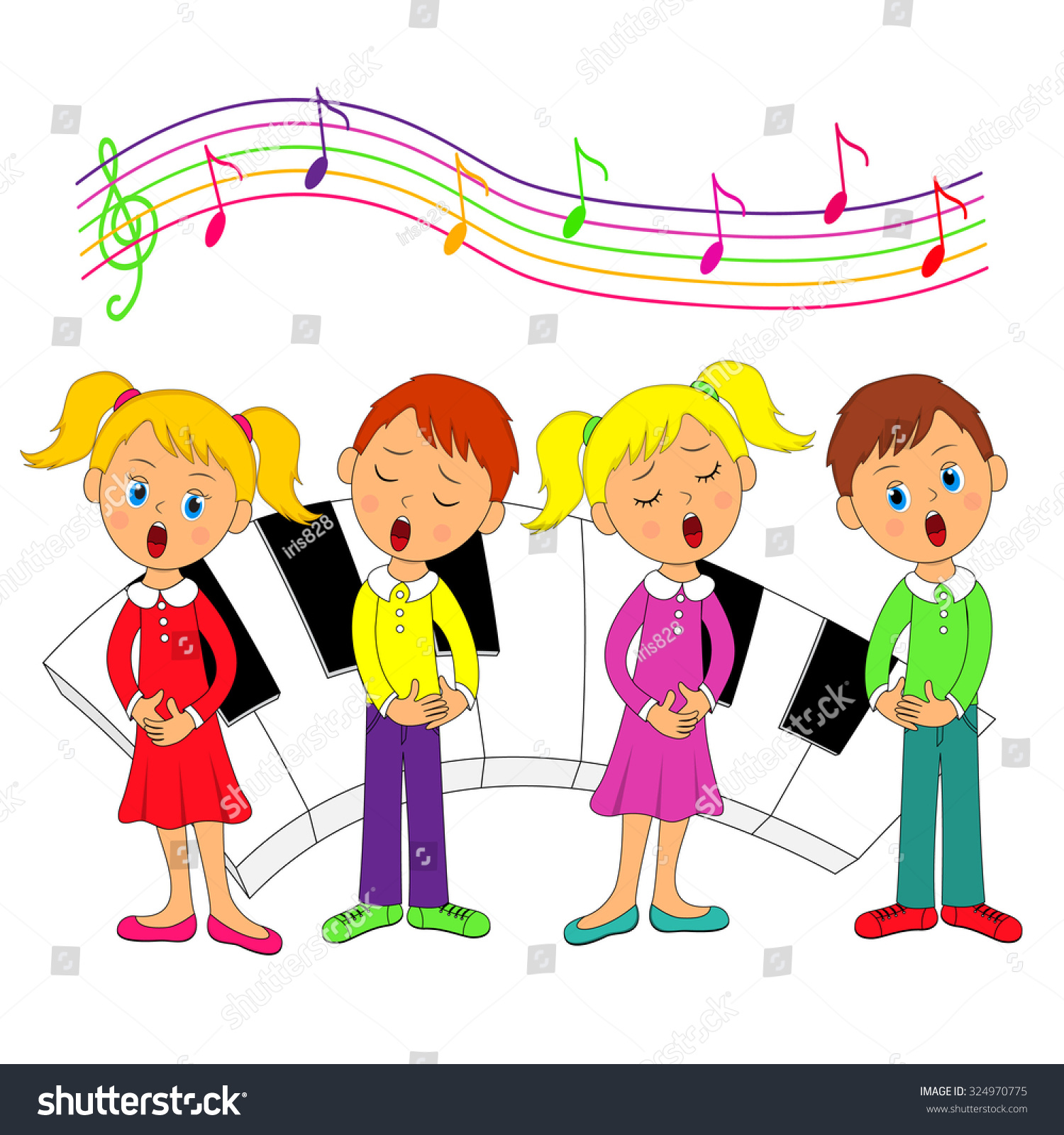 Children, Boys And Girls Singing, Illustration, Vector - 324970775 ...