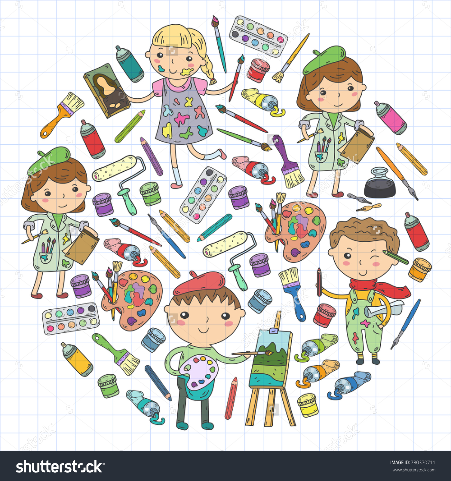 Children Creativity Kindergarten School Art Boys Stock Vector (Royalty ...